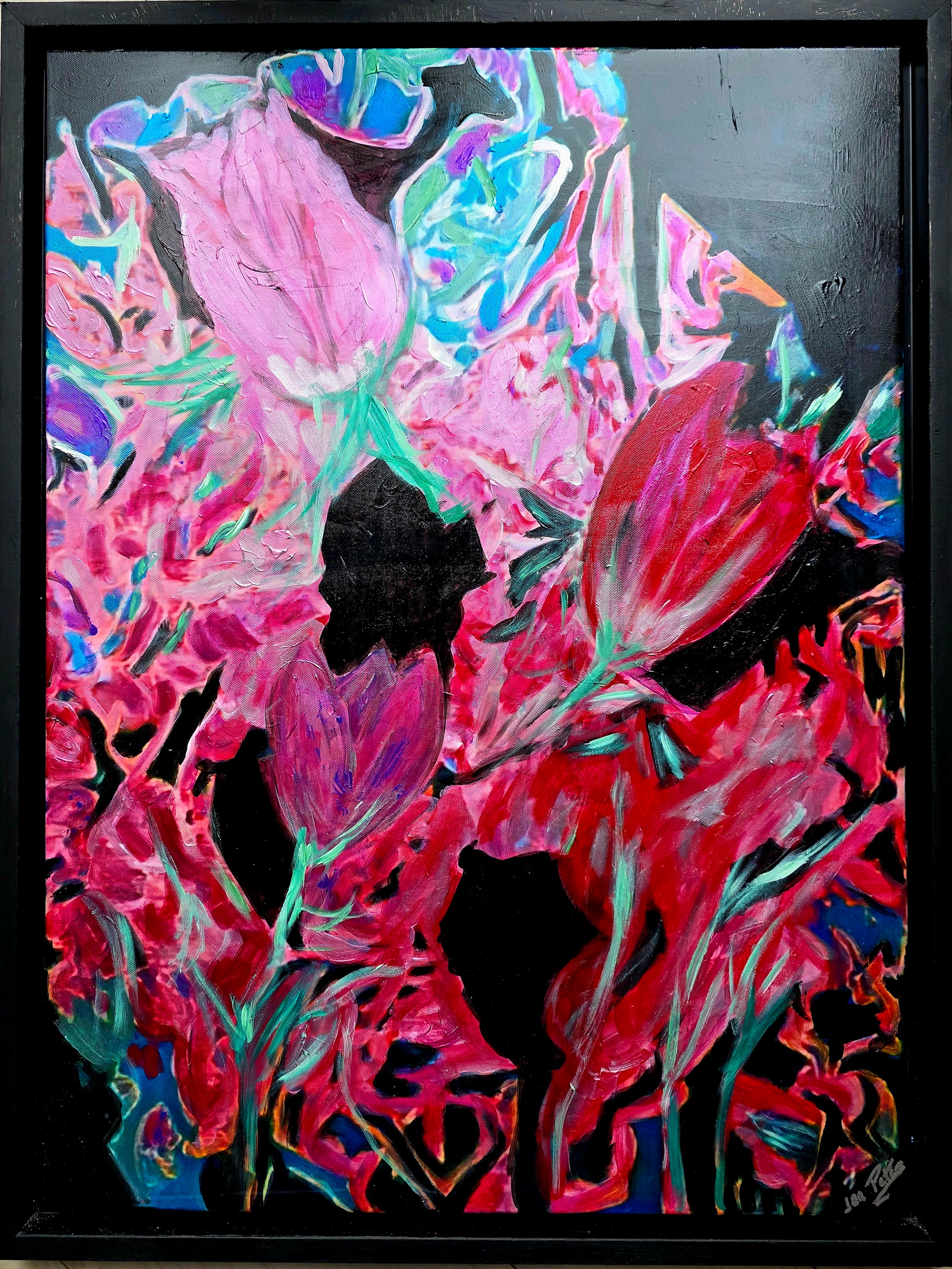 Tulips of the Rising Moon (Large framed canvas)