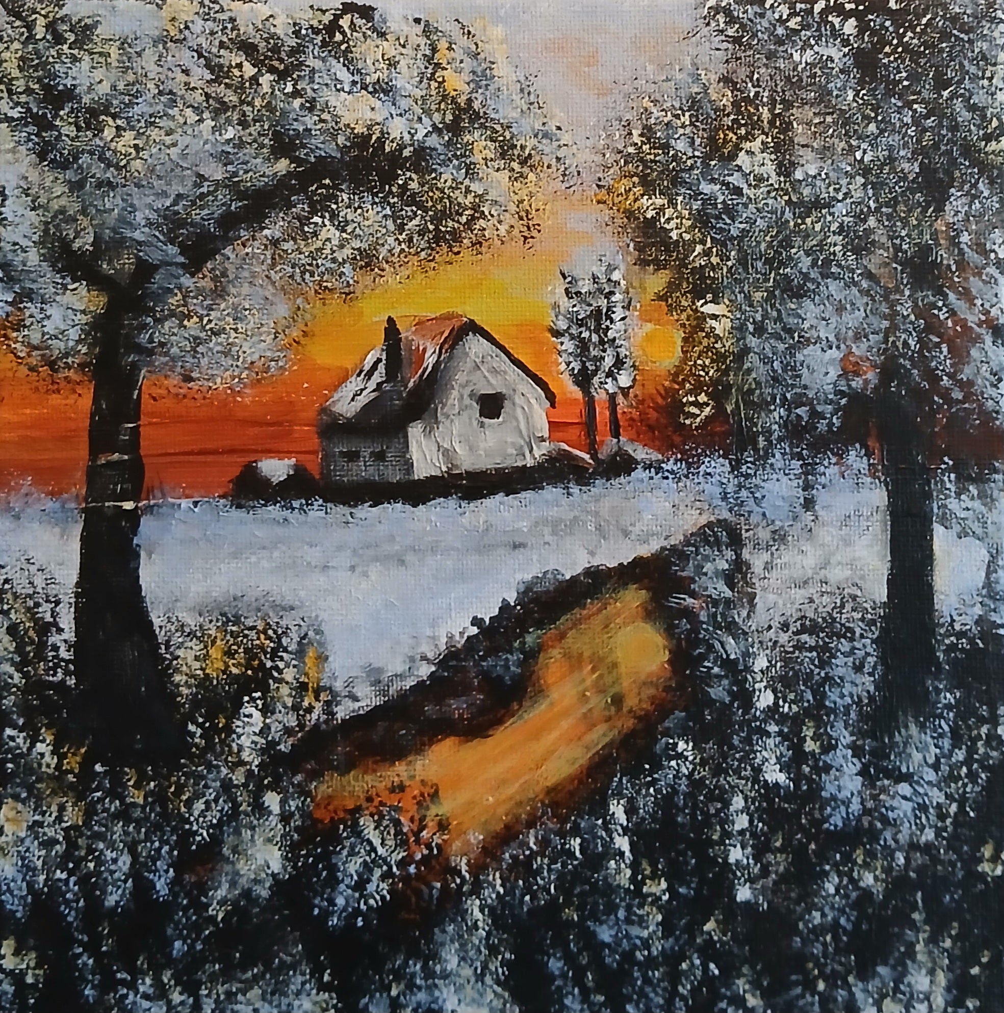 Snowy sunset