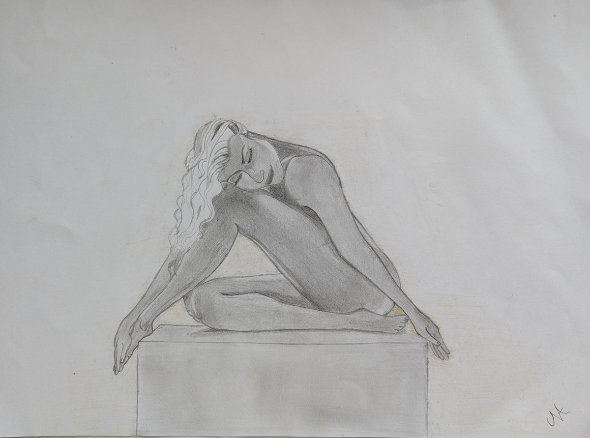 Woman nude series, original graphite drawing