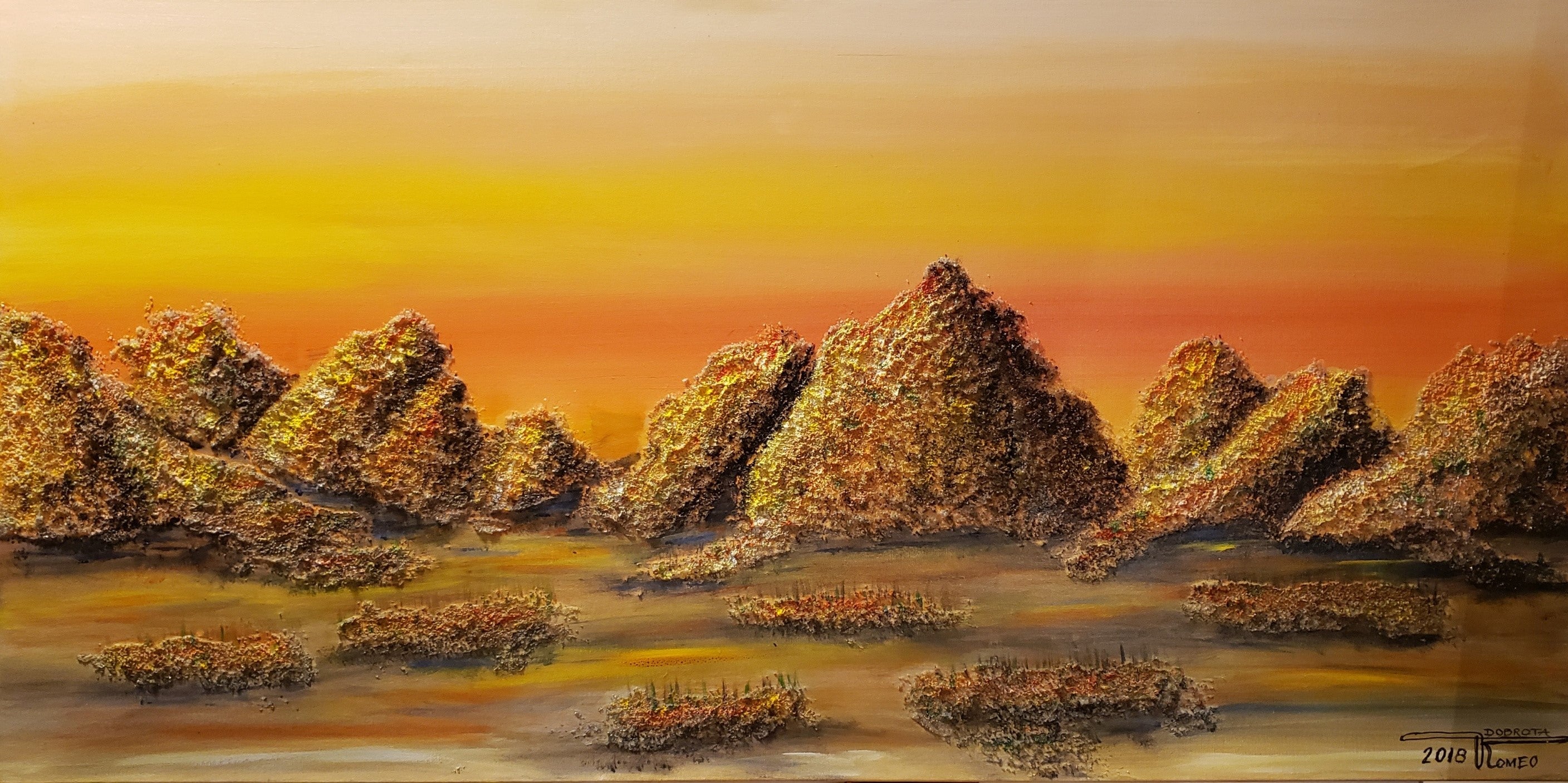 Landscape Indian Wells USA, acrylic, on canvas, 24x48X1.5 inch SKU 1002