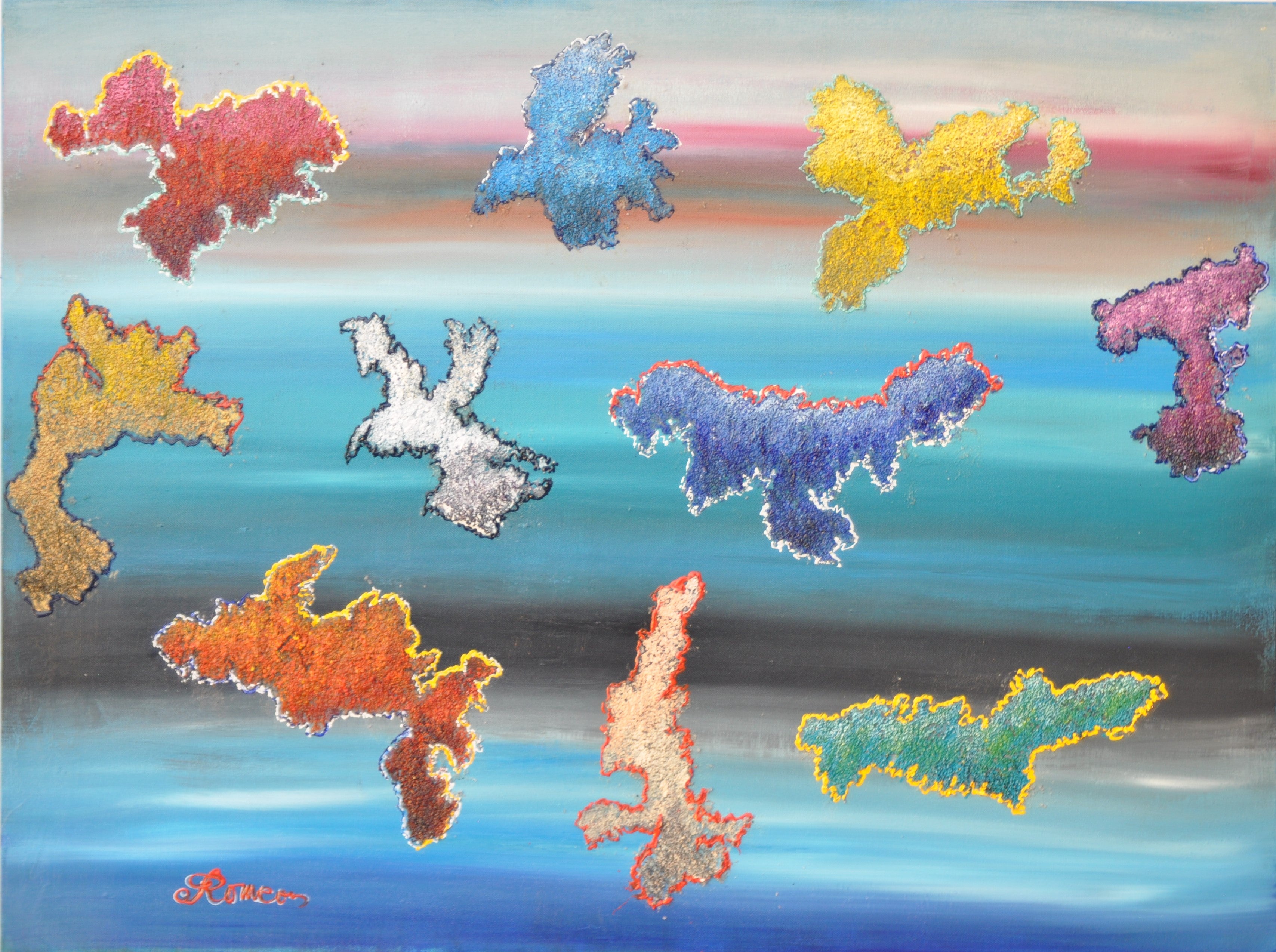 Icelands of colours1, acrylic on canvas, 30X40inch SKU 1019