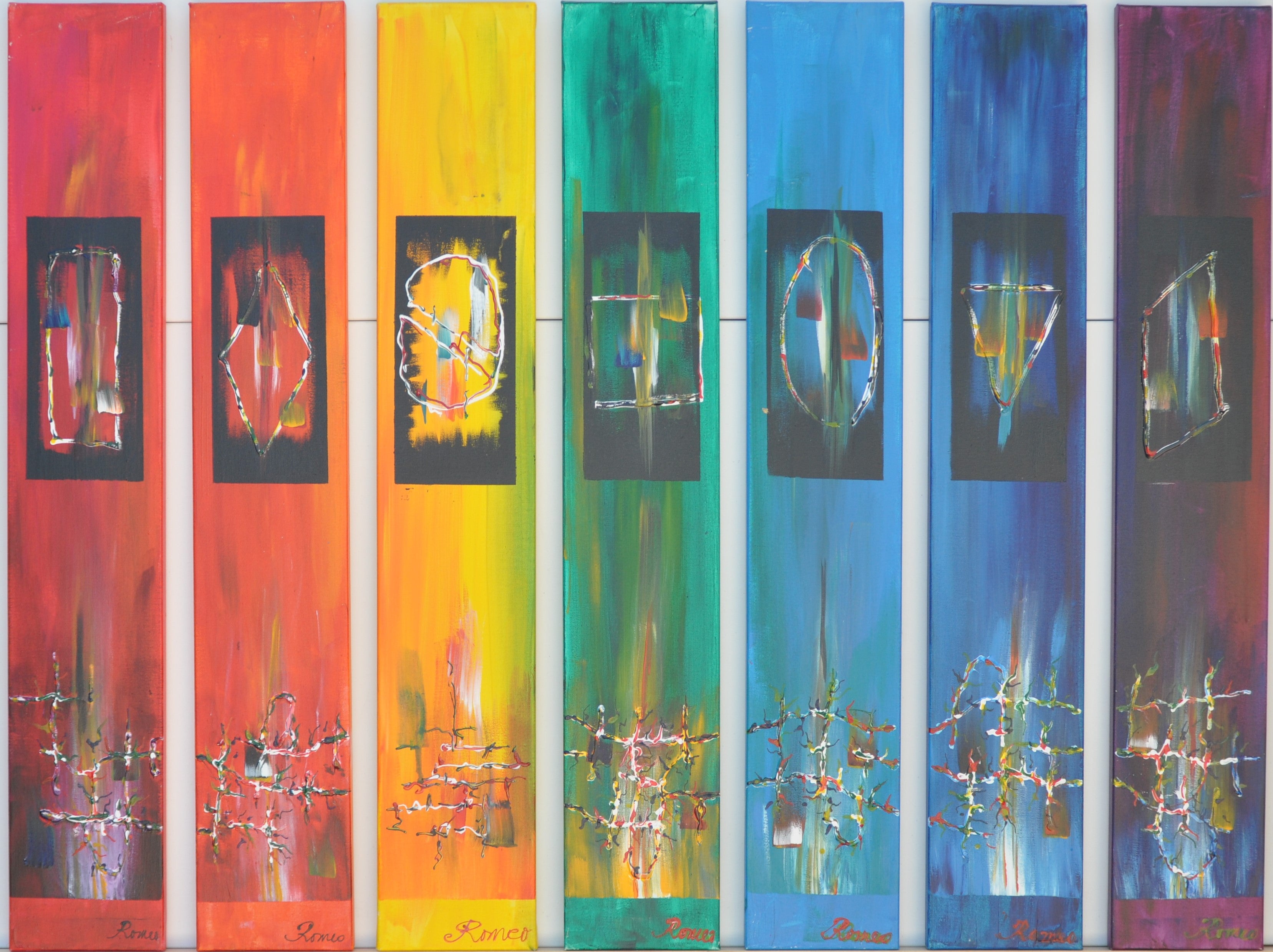 Pride symbols messges, abstract, acrylic on canvas, 36X42 inch, SKU 1022