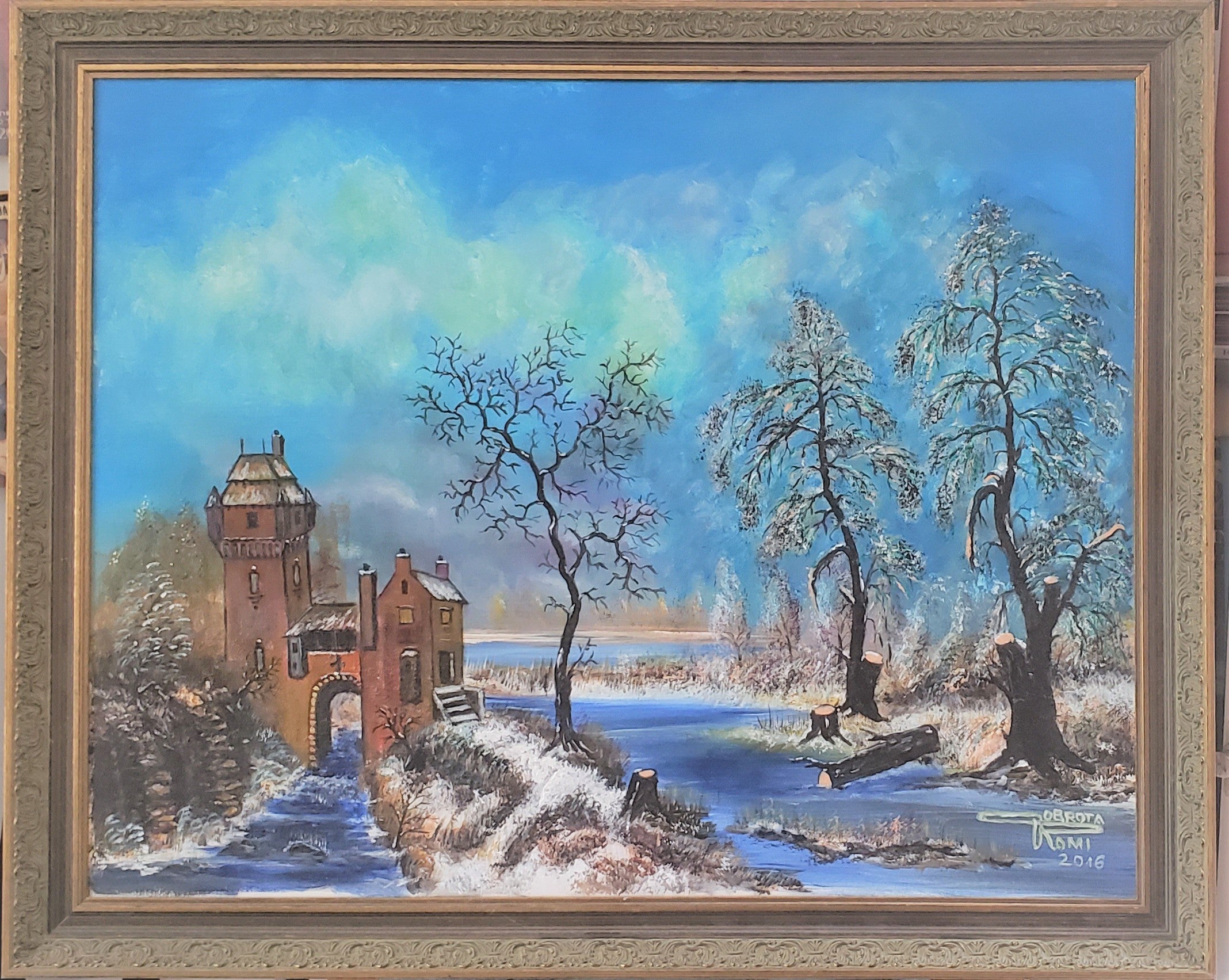 European Landscape Winter, Acrylic on canvas, 22X28x.75 inch, SKU 1047
