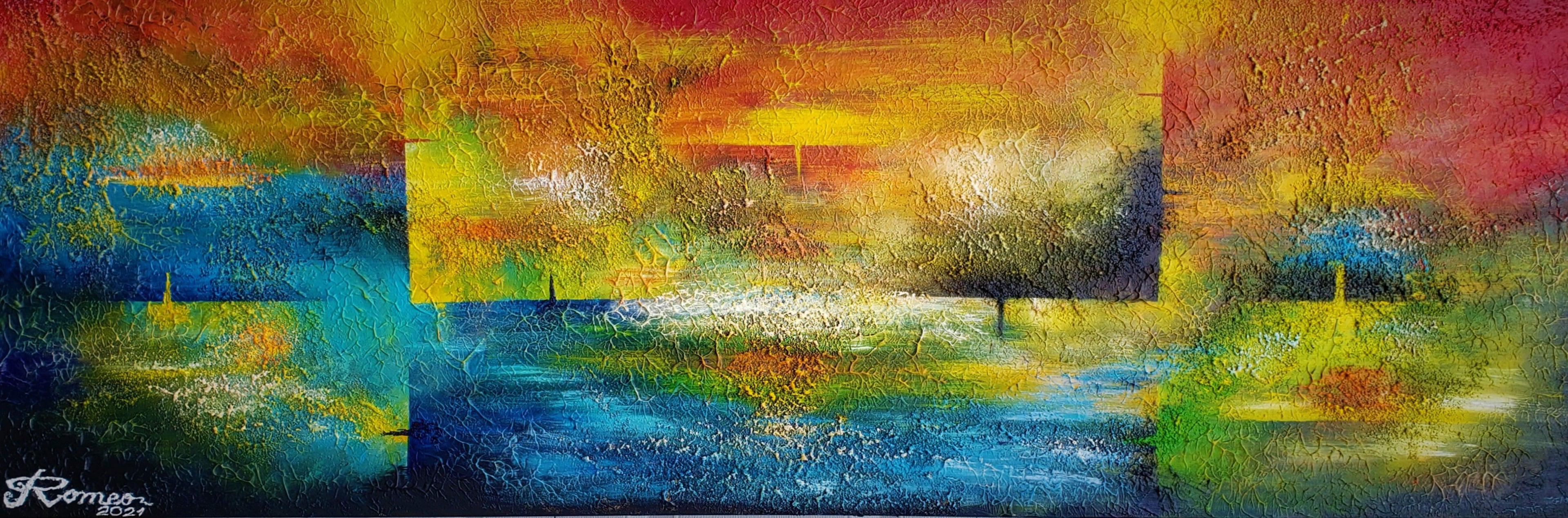 Day, night and Four Seasons Vivaldi, Acrylic on canvas, 24x72 inch, SKU 1062