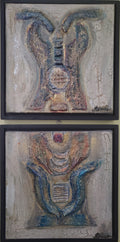 The Faraons, 3D acrylic, paper mache, on canvas 12x12 inches, SKU 1070
