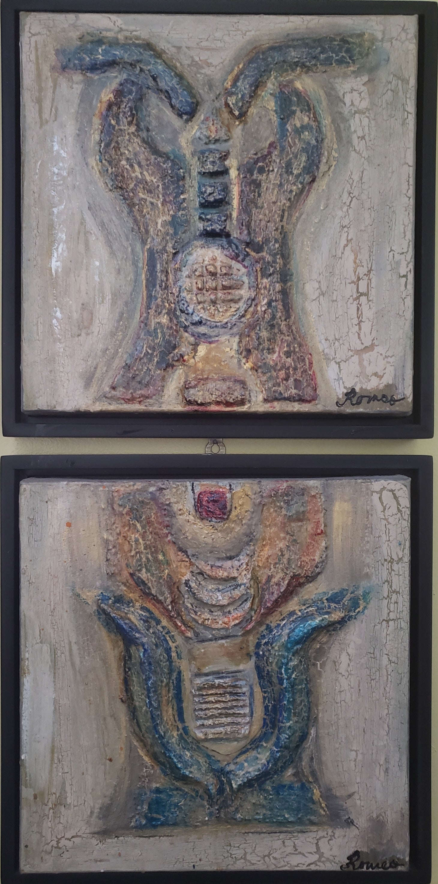 The Faraons, 3D acrylic, paper mache, on canvas 12x12 inches, SKU 1070