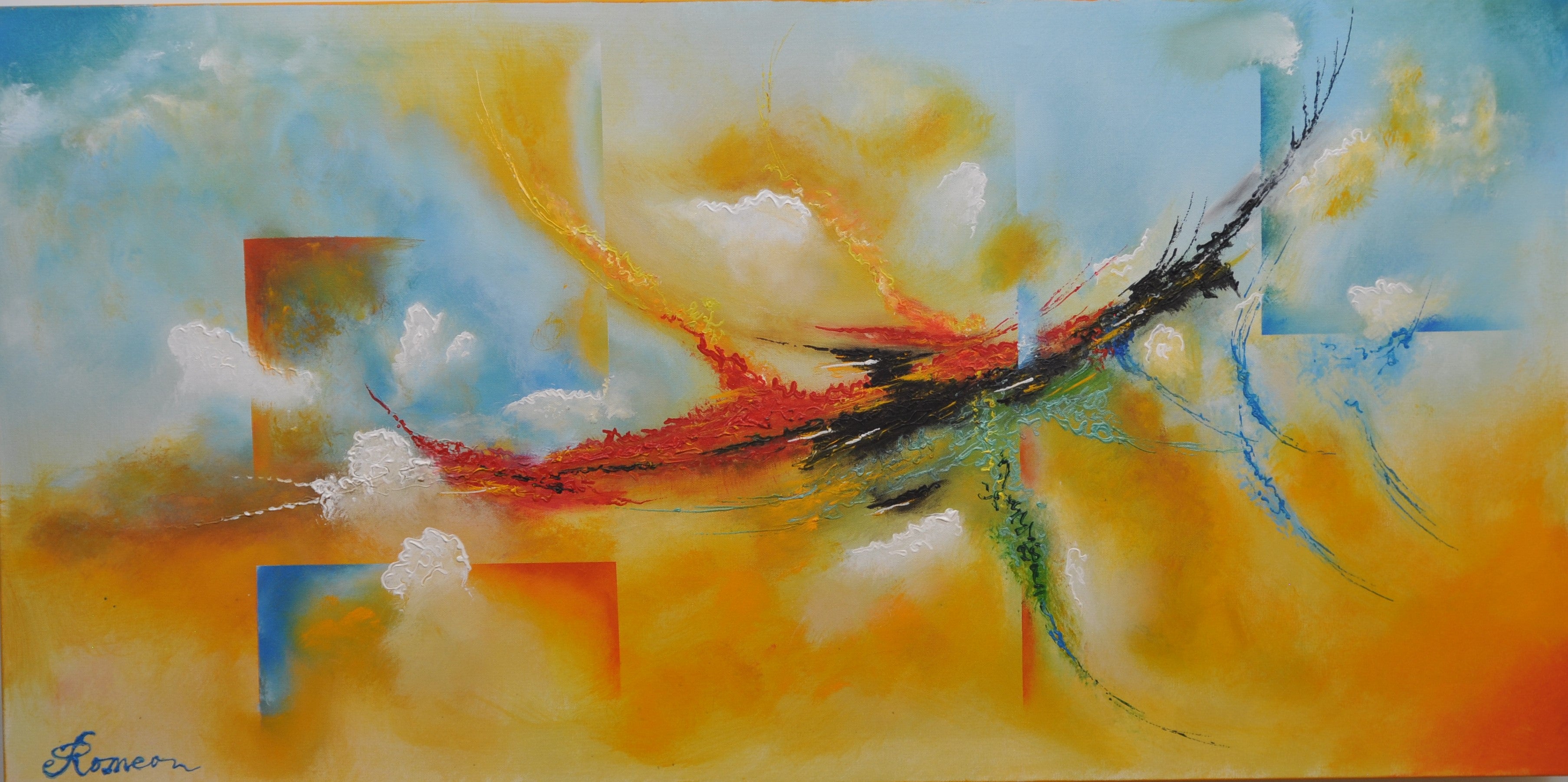 Flying, air king, Acrylic on canvas, 24x48 inch, 61xx122 cm, SKU 1091