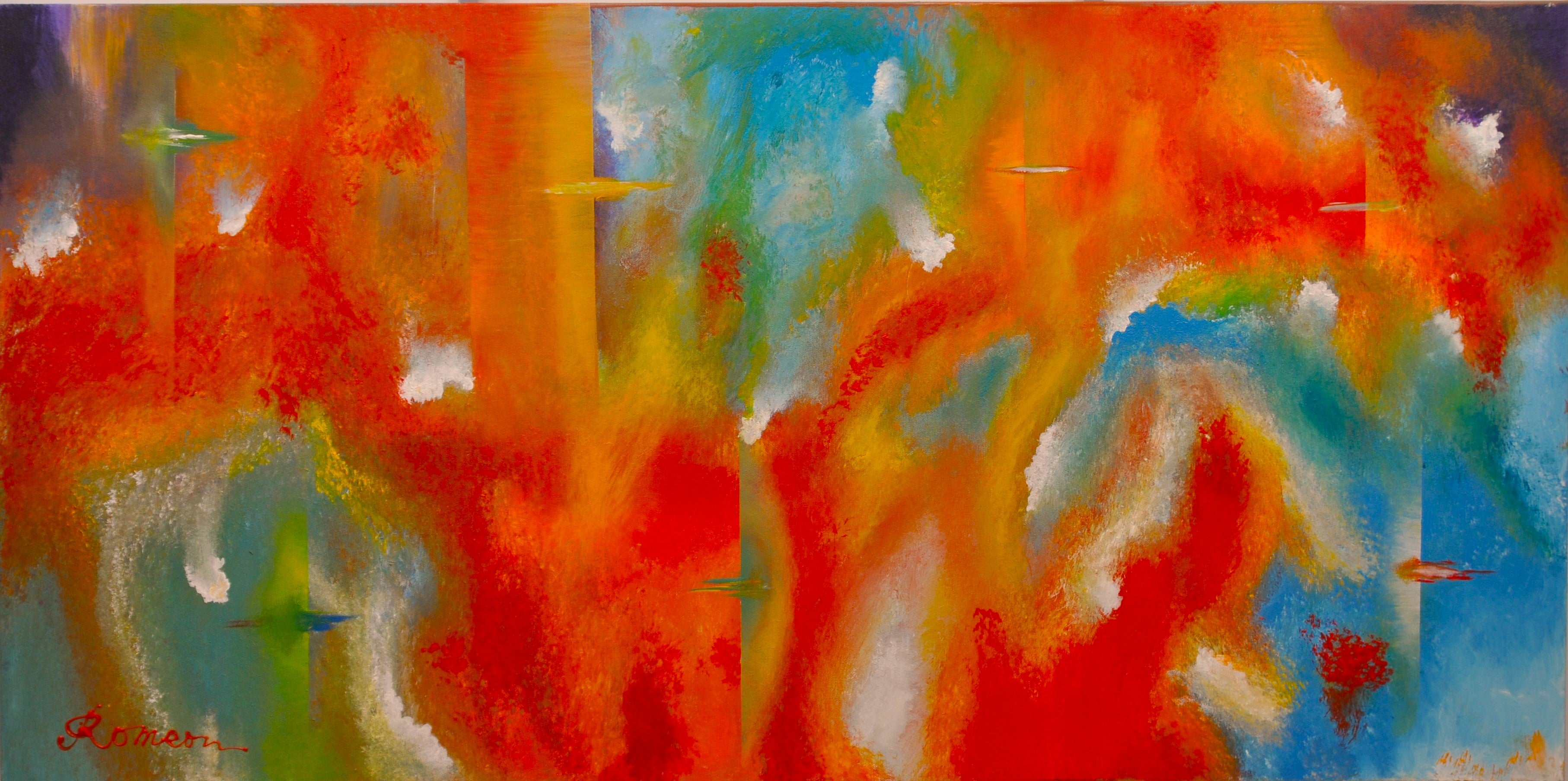 100000 Degree F, Acrylic on canvas, 24x48 inch, SKU 1094