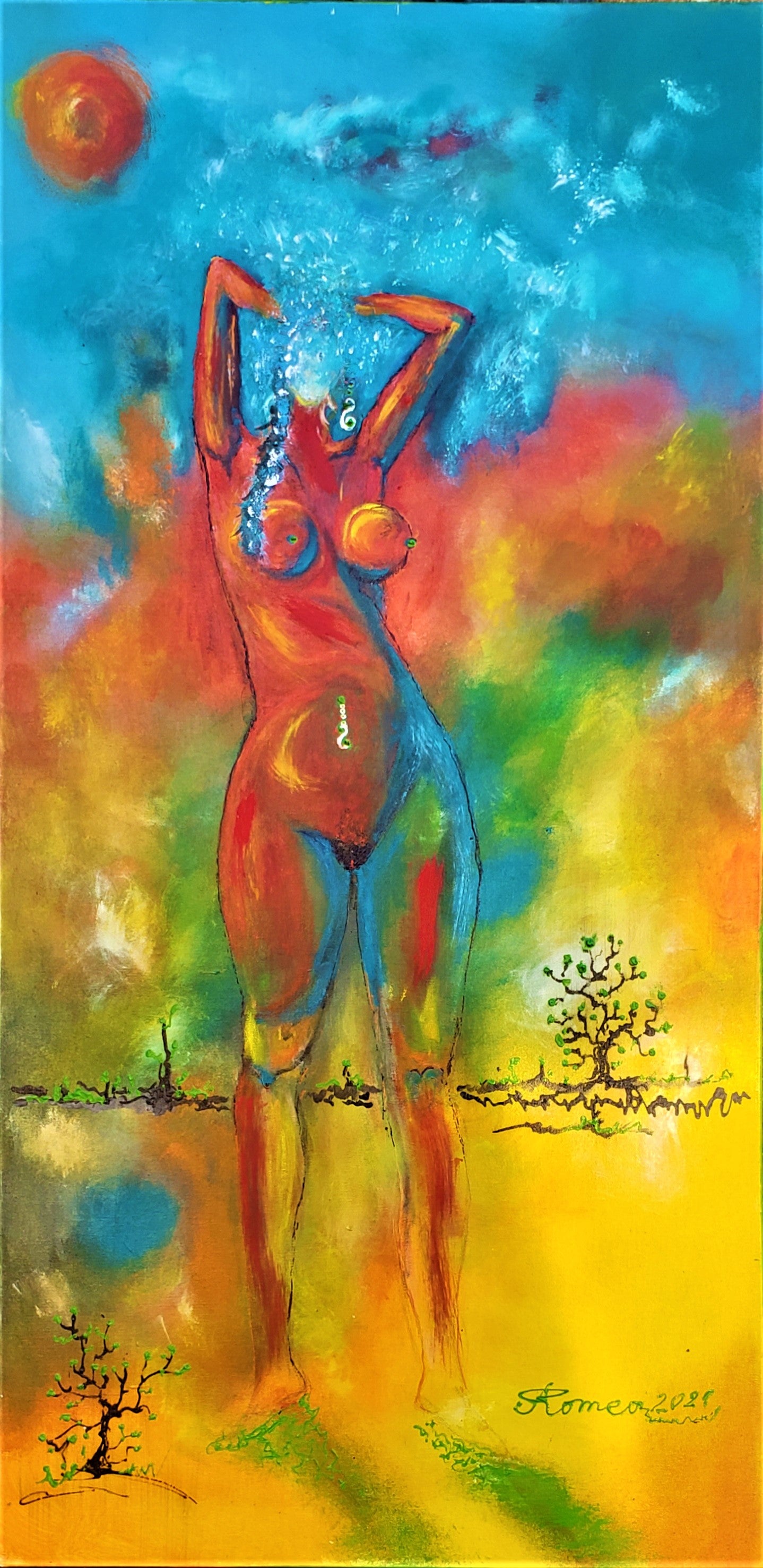 Et Dieu Crea la Femme, God created the woman, Acrylic on canvas, 20x40 inch, SKU 1175