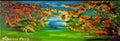 Golden autumn, mixed media, acrylic on canvas, 12x36 inch, 30.5x91.5 cm, SKU 1193