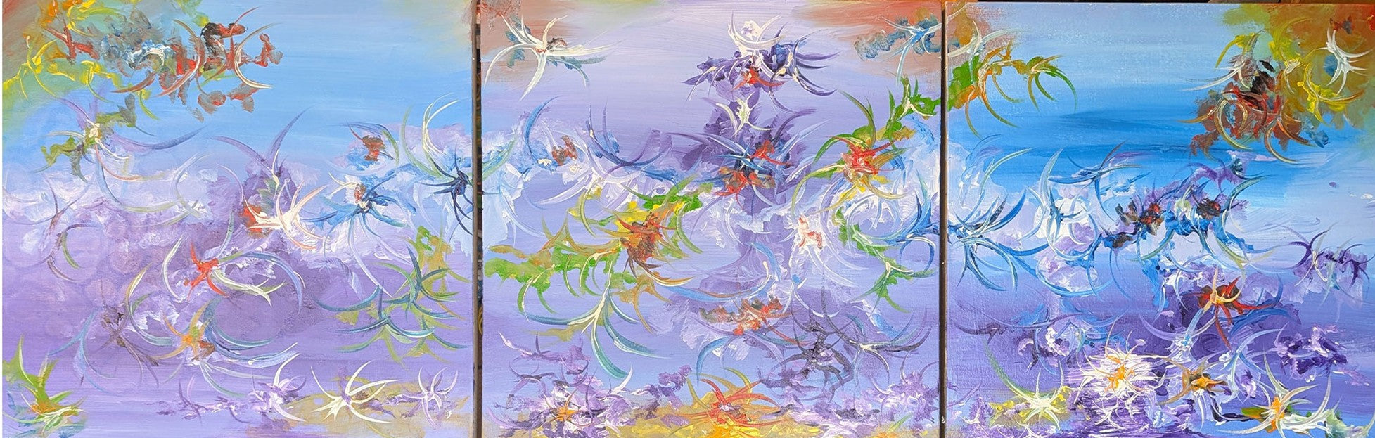Violet Energy, acrylic on canvas 24x72 inch, 61.5x184.5 cm, SKU 1203