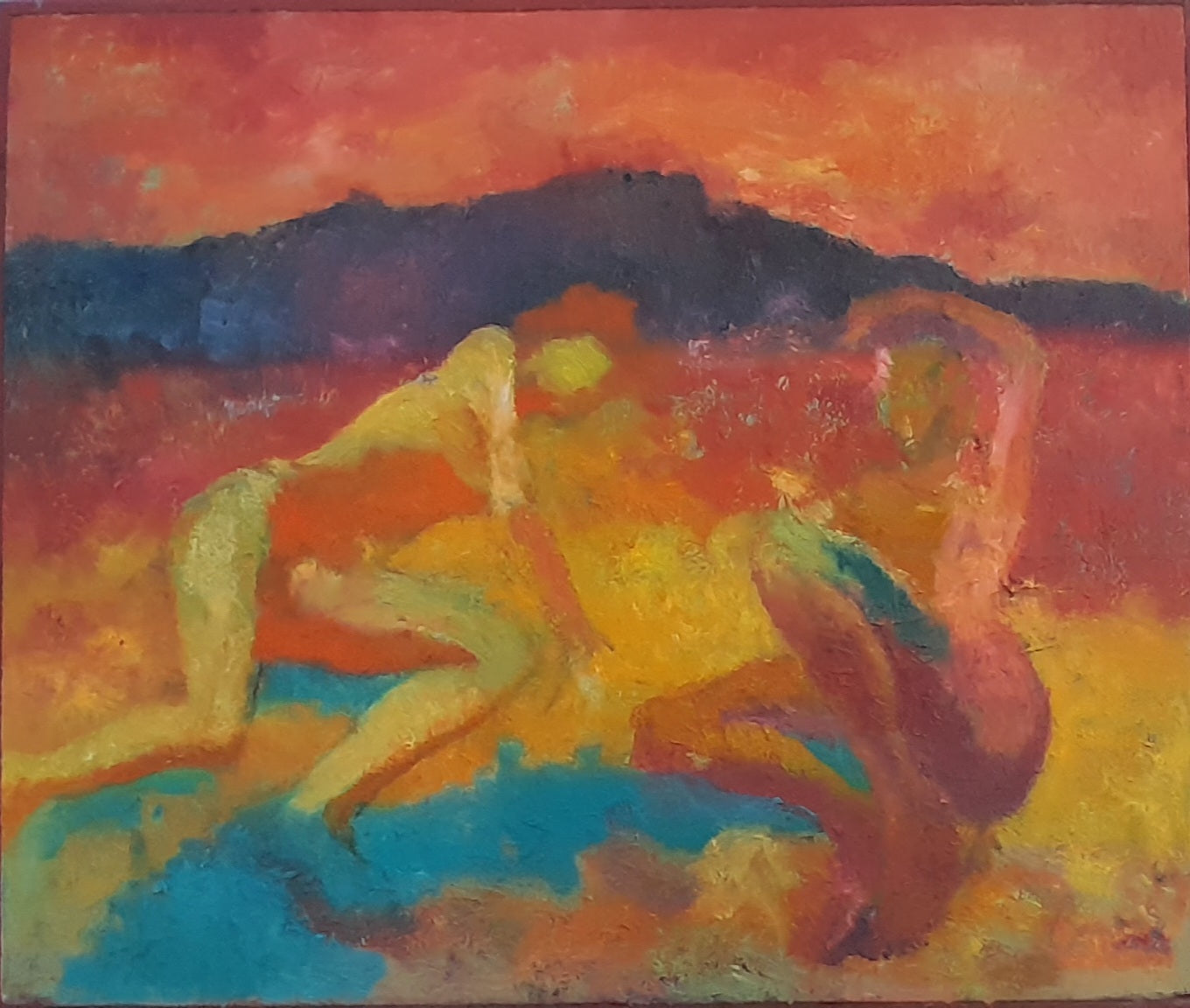 Abstracted figures in a landscape