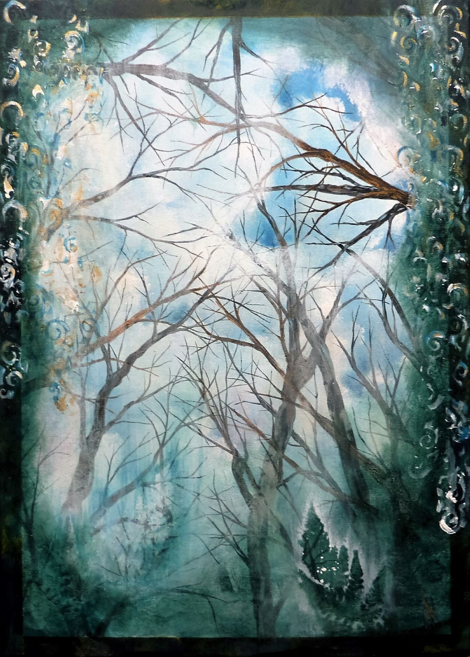 Through the frost acrylic painting