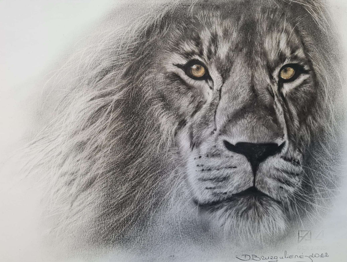Lion Original painting portrait lion wild animal cat wall decoration