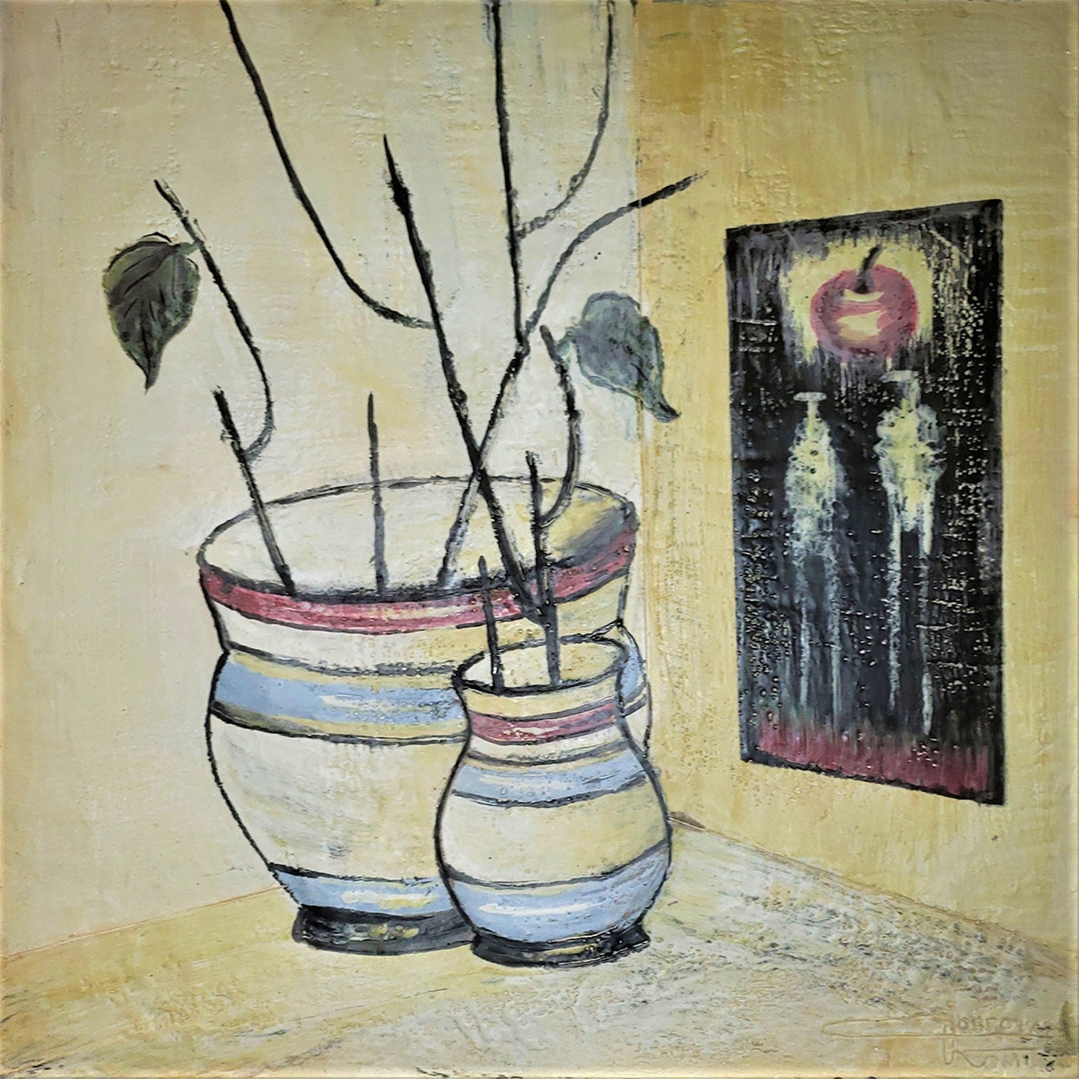 Adam and Eve, organic bees-wax, 24x24Hx1, inch, SKU 2003