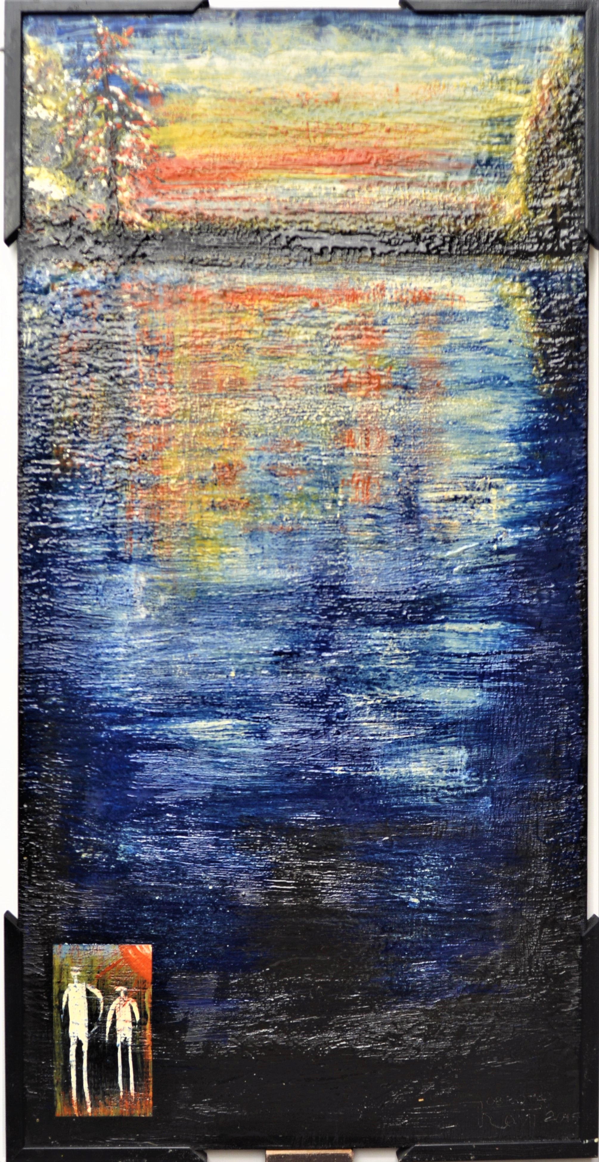 Landscape 1, 1000 Islands, Ontario, Canada, organic bees-wax on plywood, 24HX48X1, inch, SKU 2009