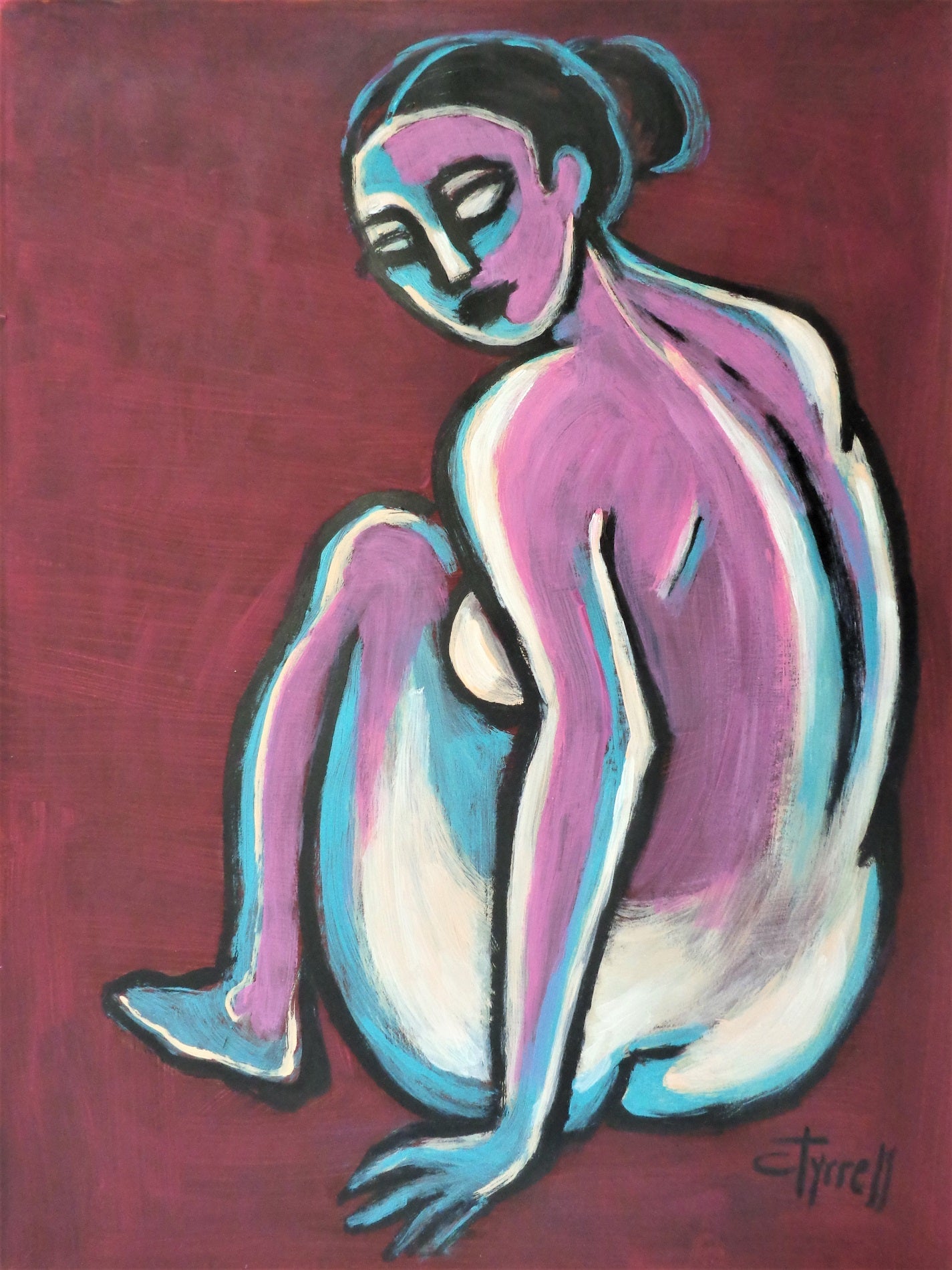 Burgundy And Turquoise Figure