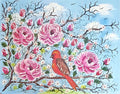 Bird of beauty in red natural beauty