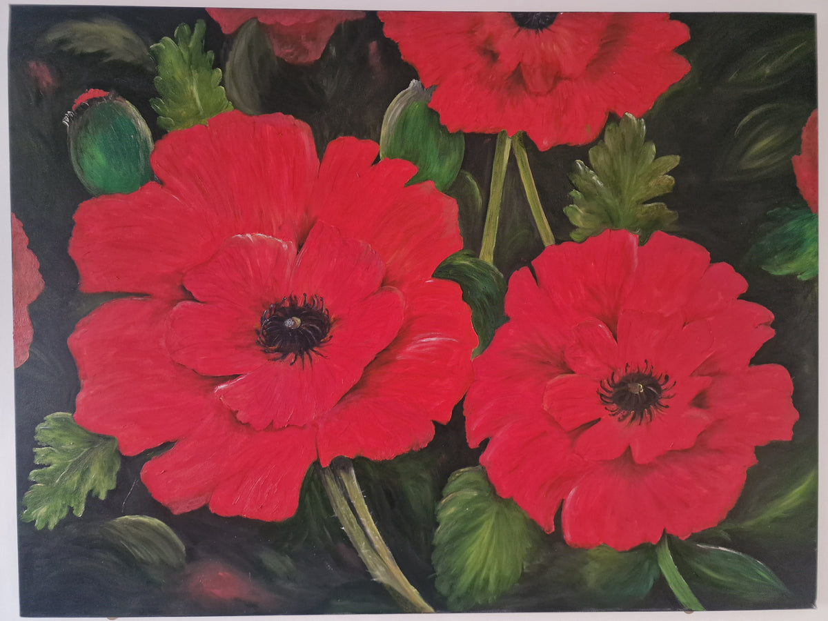 Red Poppies On A Rainy Day