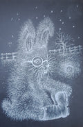 Rabbit in Wellies White on Black