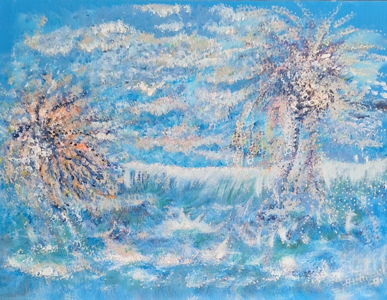 Blue Palm Trees Wave