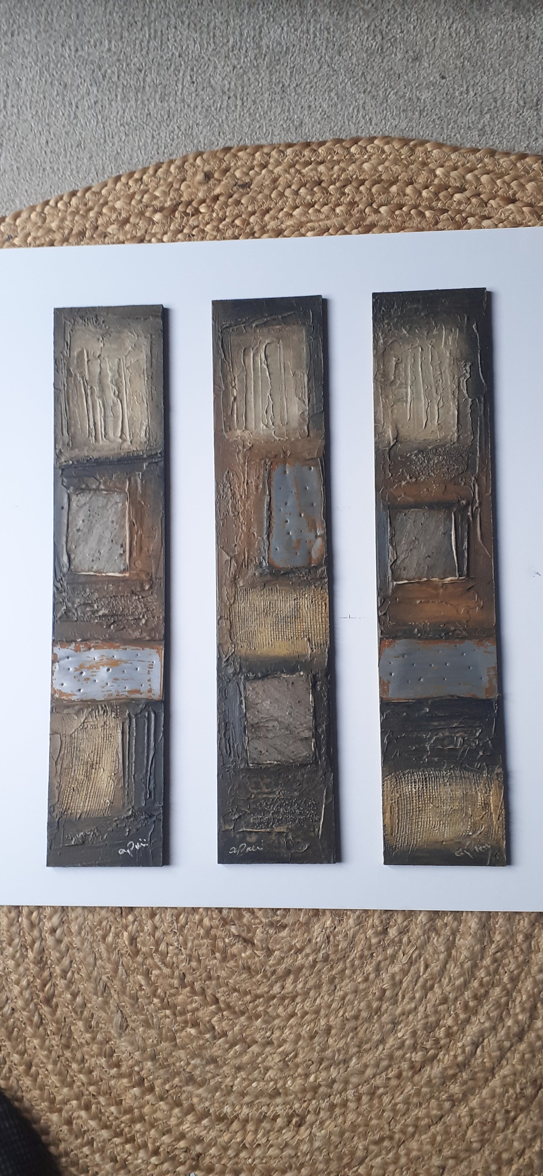 Neutral Brown and Caramel Triptych