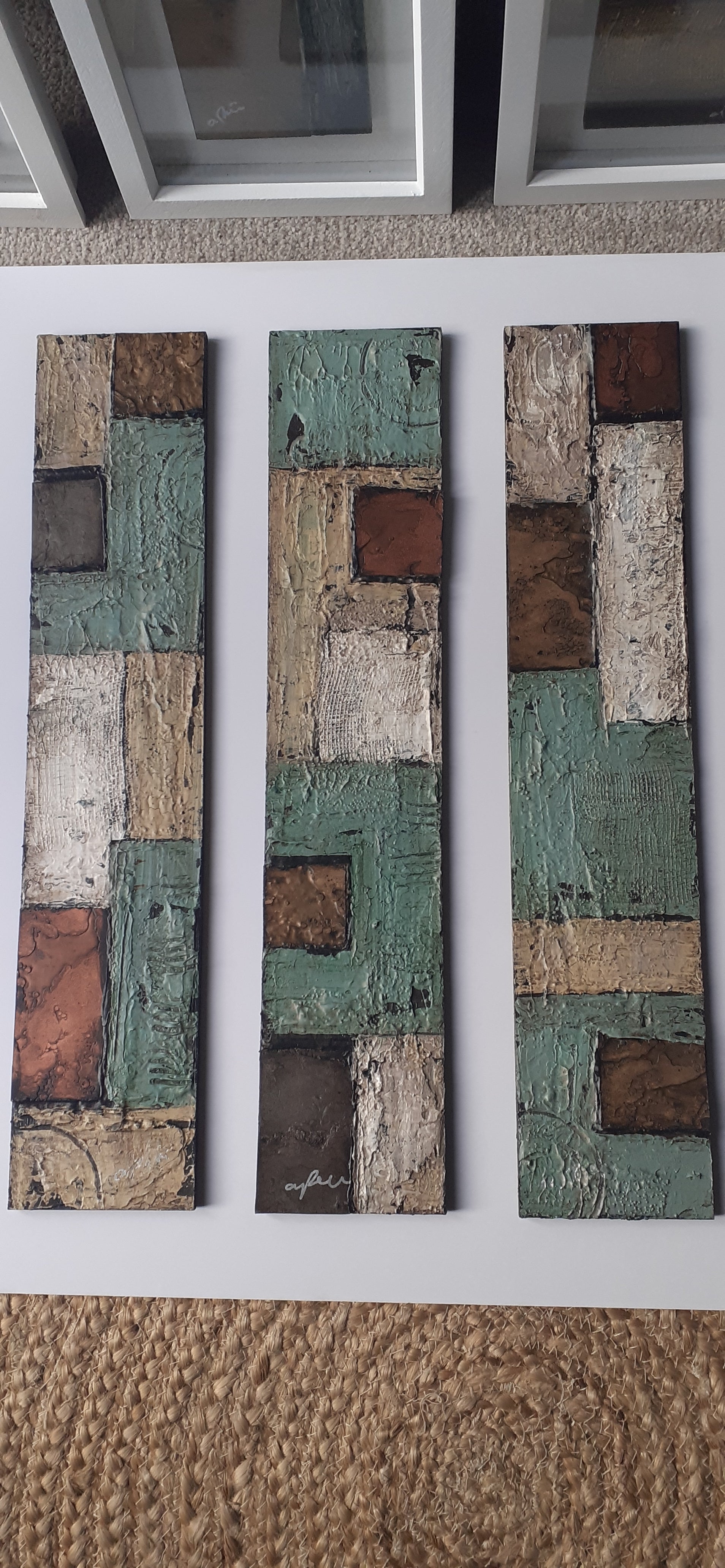 Copper and Green Triptych (3 panels)