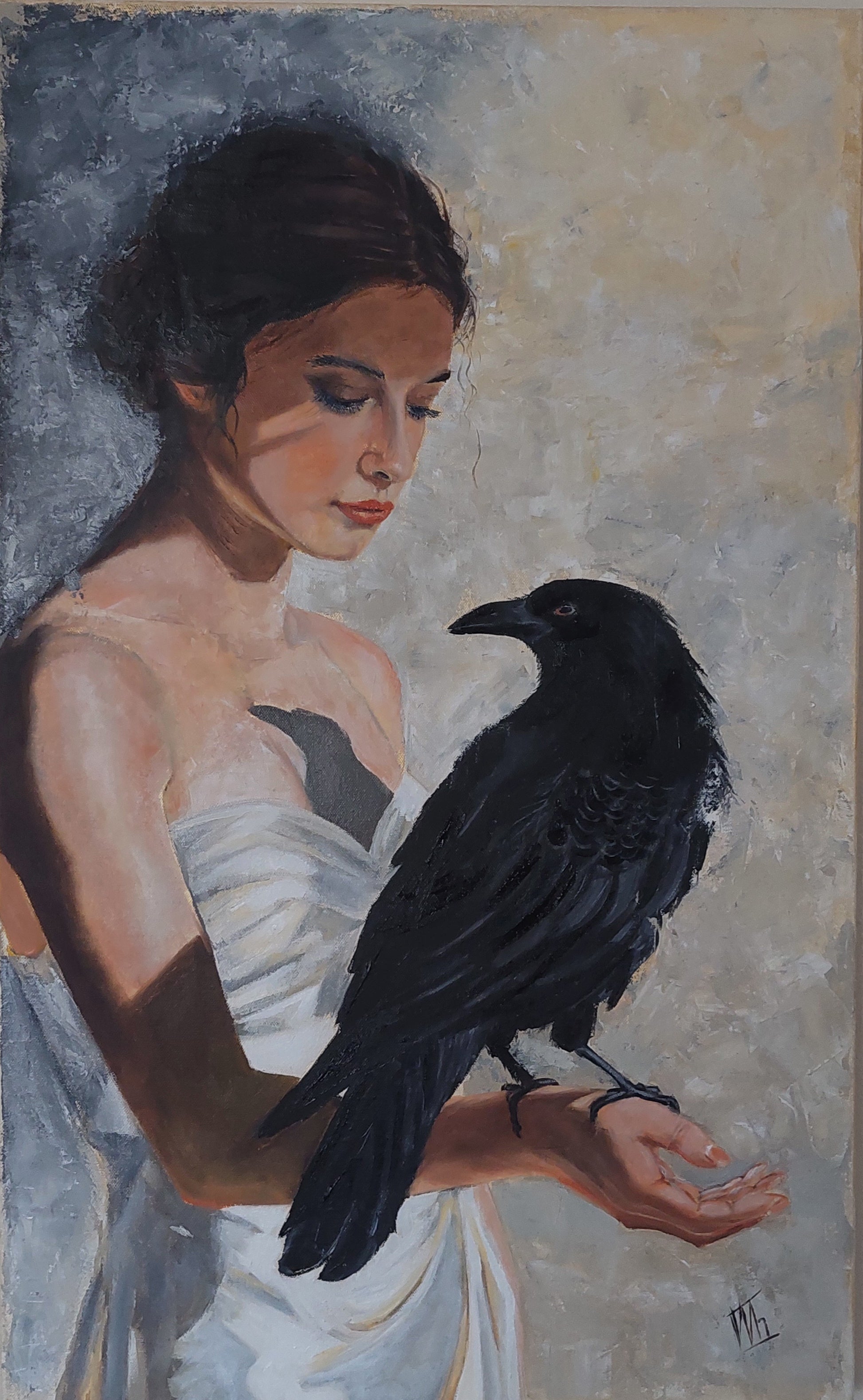 Woman and Black Raven