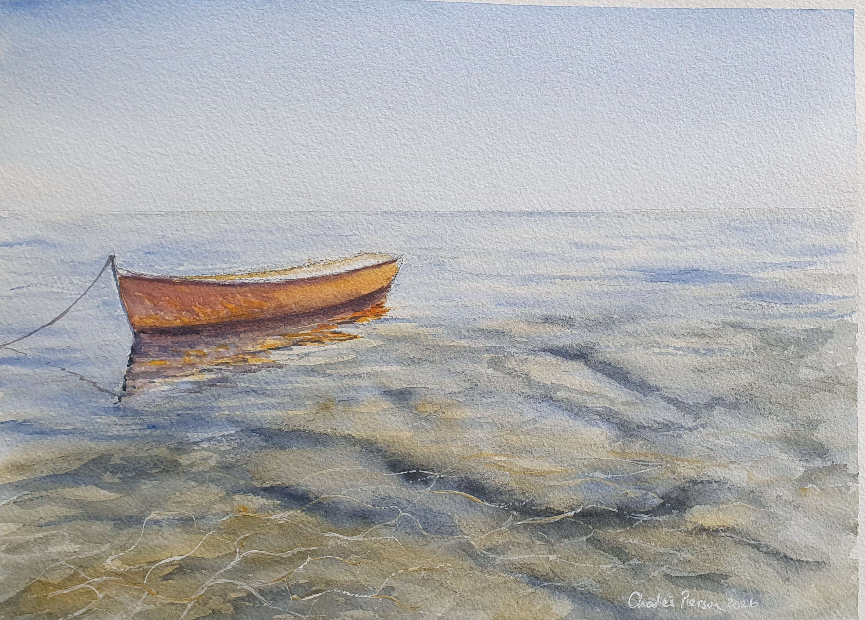 Crystal Waters at Daybreak. Original Signed Watercolour. 15x11 inches. Unframed