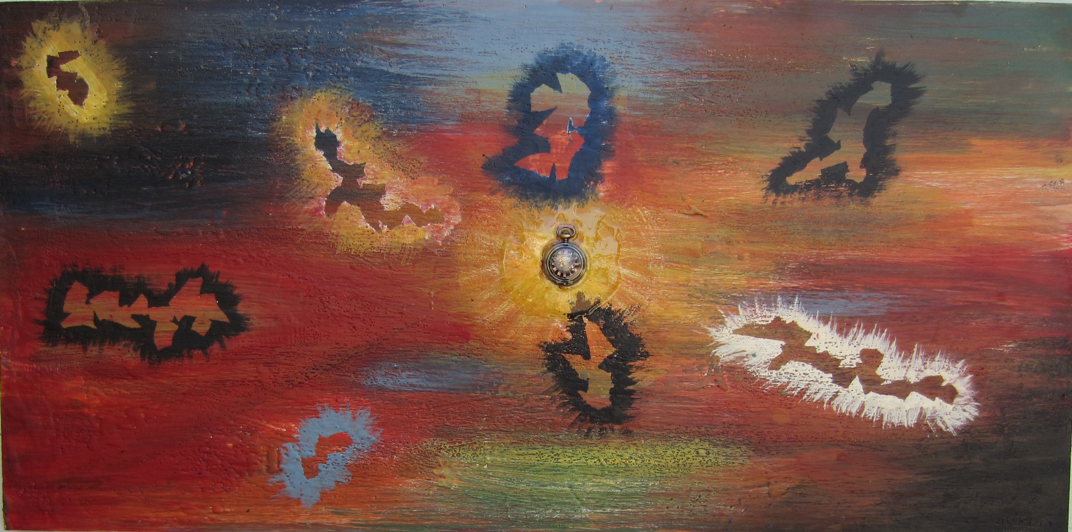 Messages from other world, bees-wax on board, 24X48L inch, SKU 2033