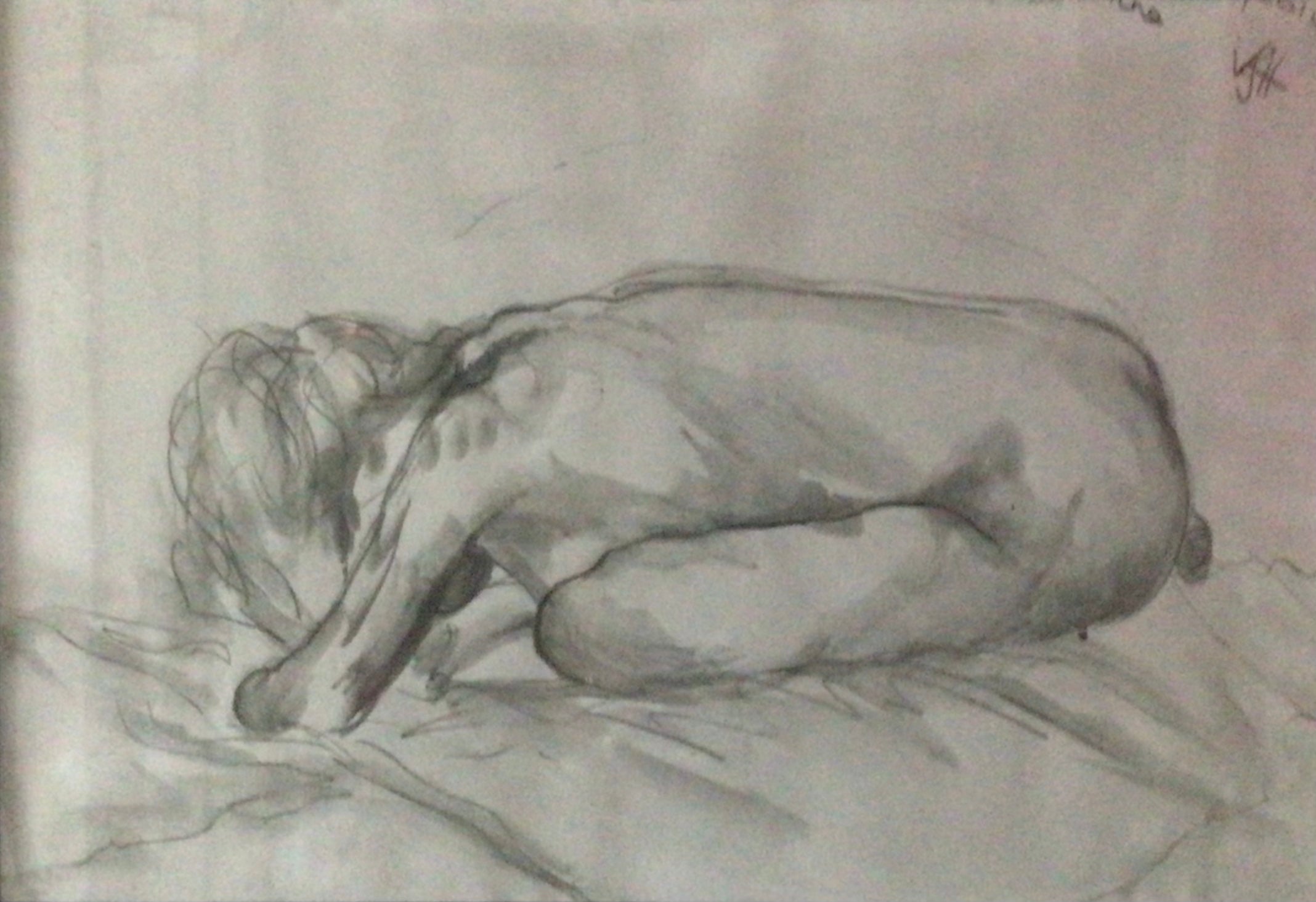 Crouching nude