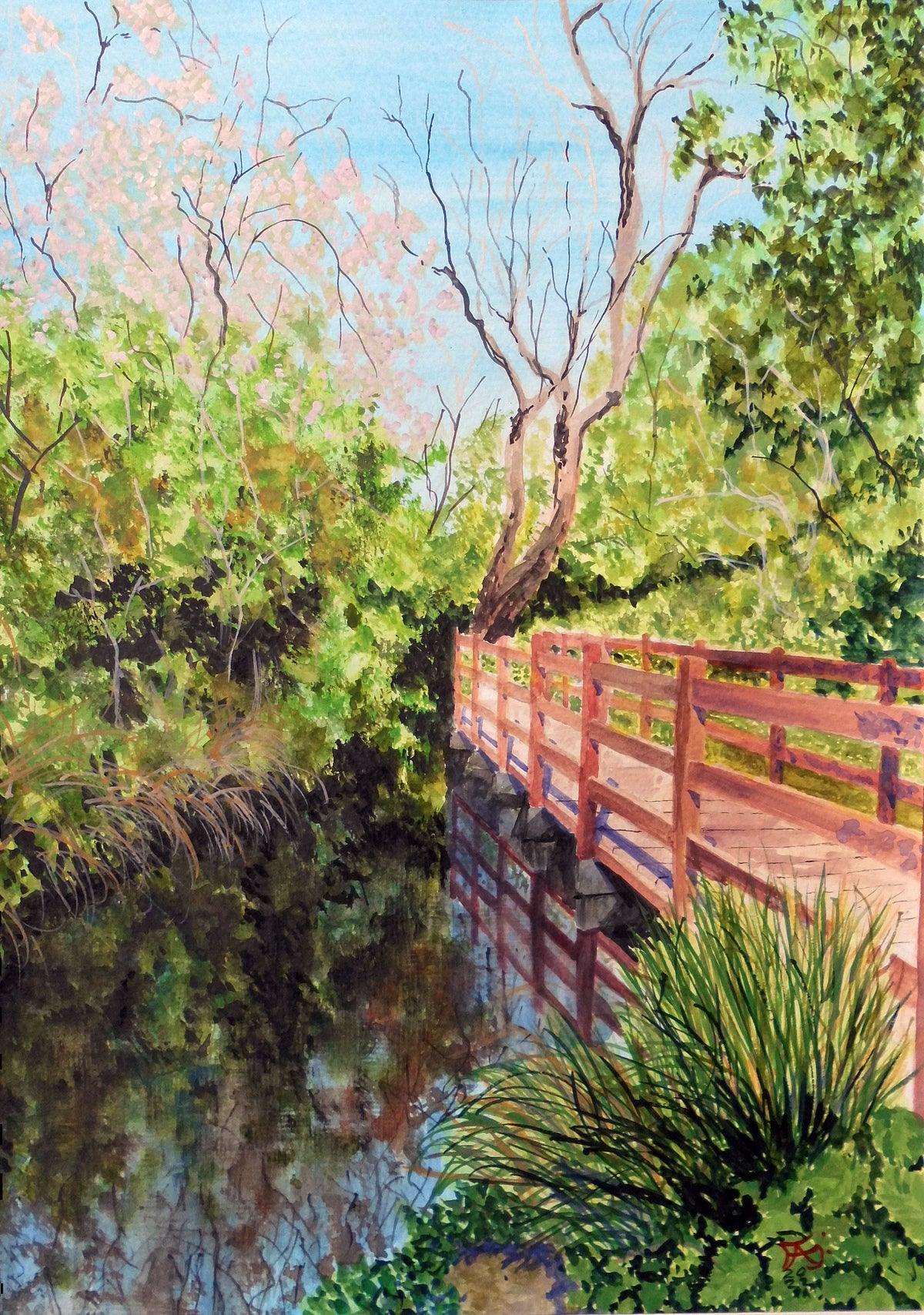 The Wooden Bridge in New River Path Islington London