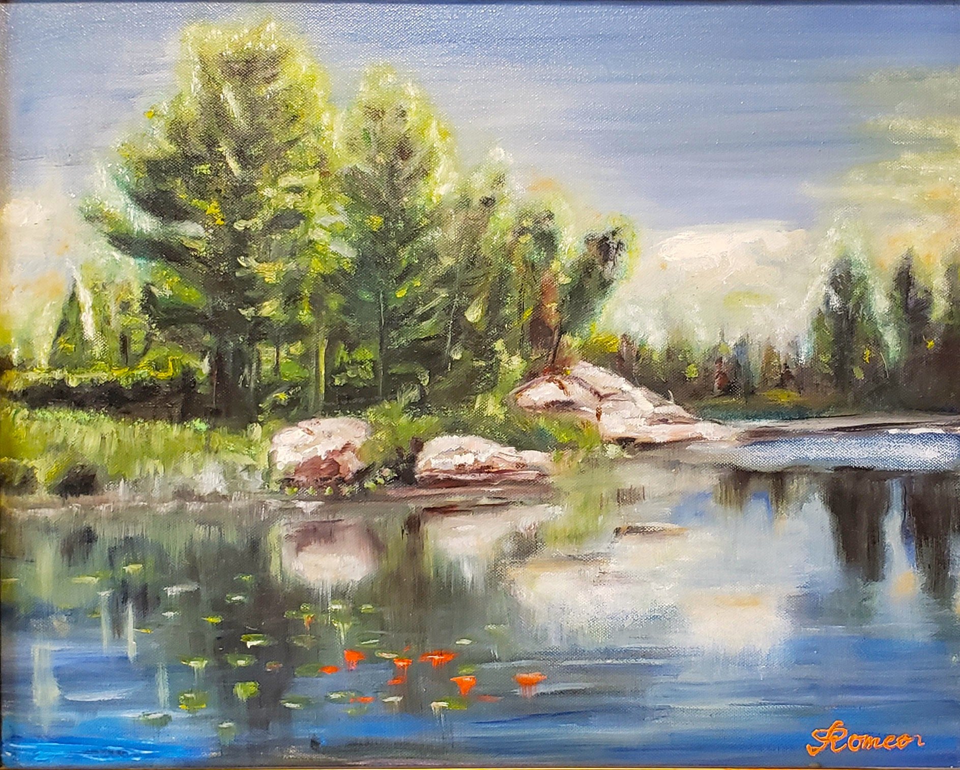 Lanscape from 1000 Islands oil on canvas, 16Hx20LX1W inch, with frame, SKU 3013