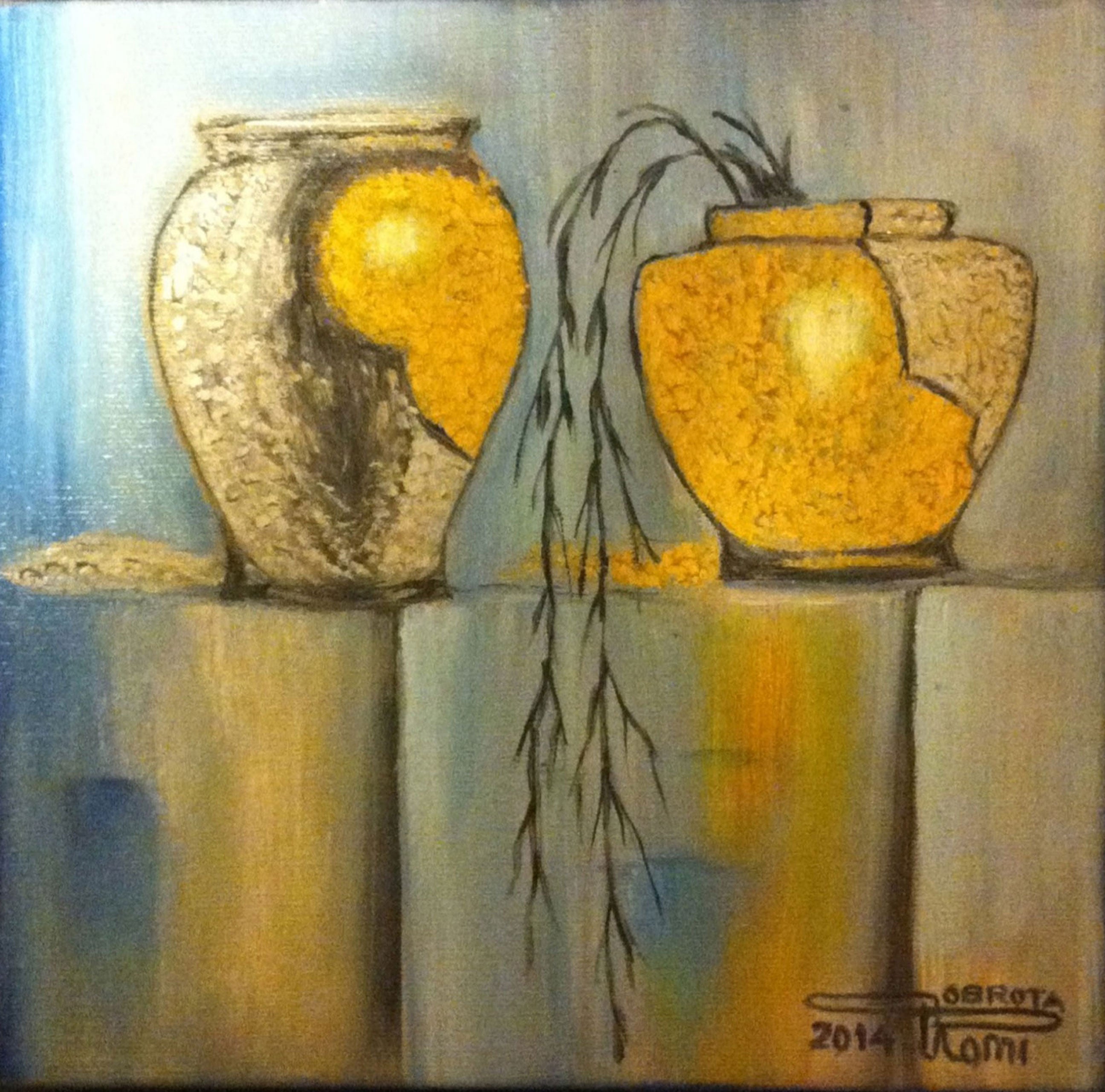 Gold and silver, oil on canvas, 8x8 inch, SKU 3046
