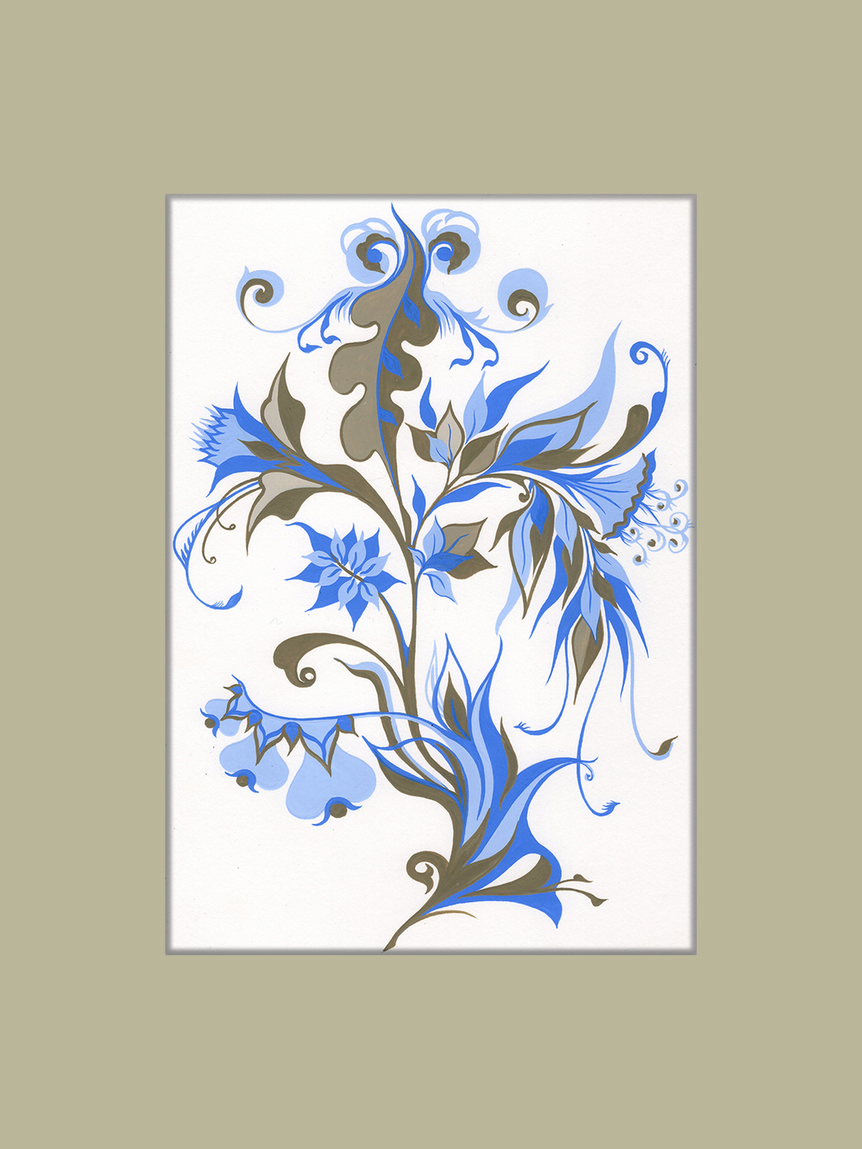 Floral Harmony in Blue and Brown