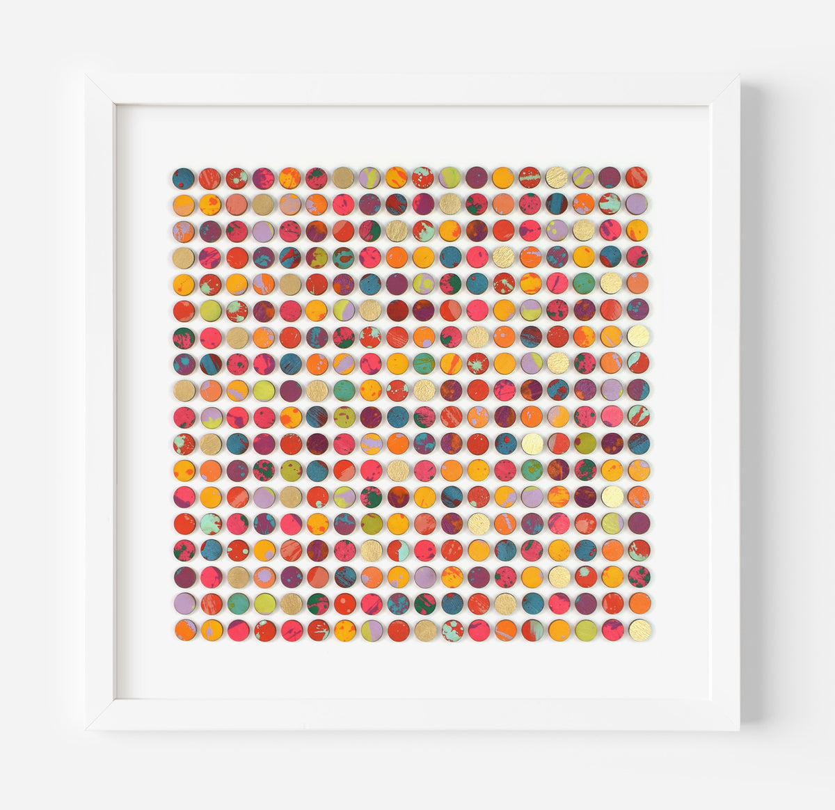 Three Hundred And Twenty Nine Splash Dots Painting With Gold Leaf