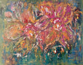 Orange orchids original oil painting on stretched canvas