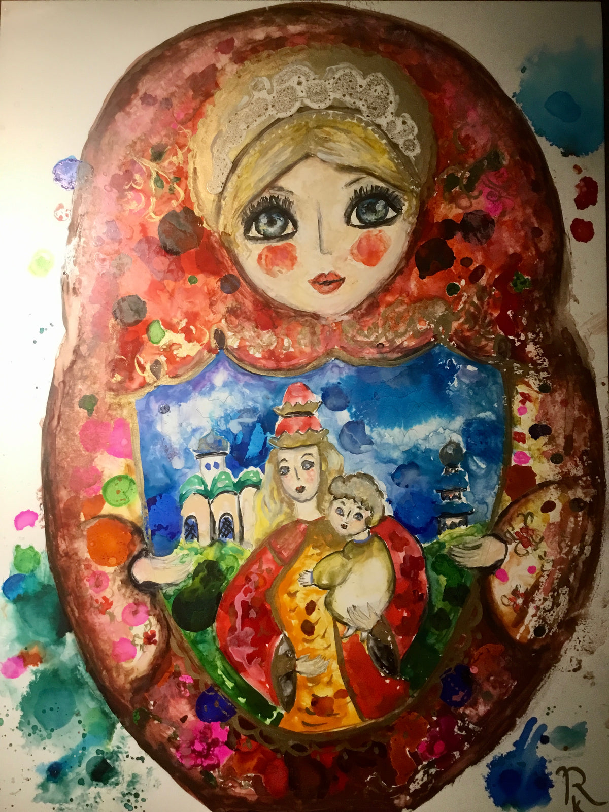 Russian doll matryoshka painting