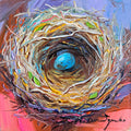 Blue egg in nest
