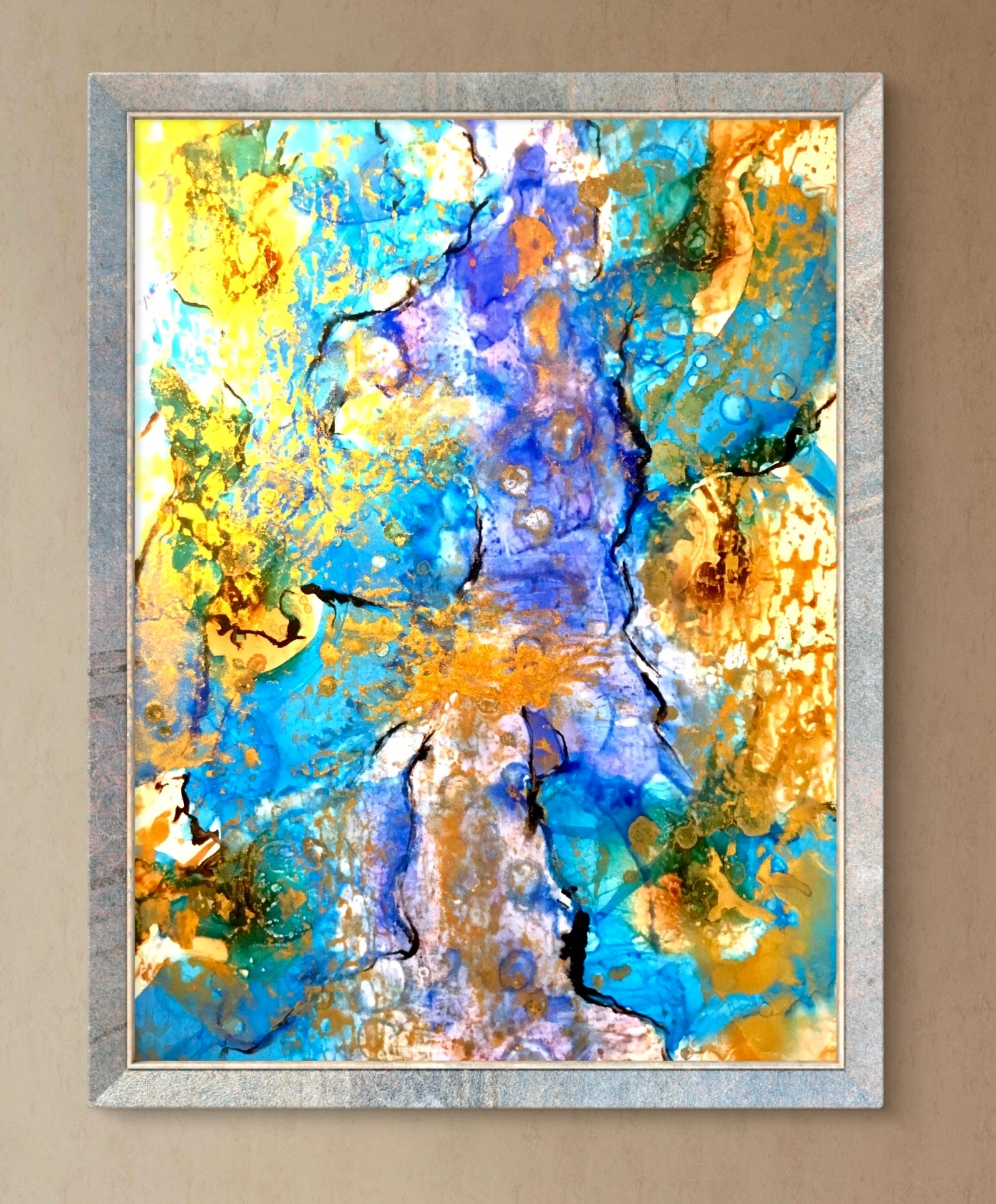Abstract Alcohol Ink Painting on Yupo Paper