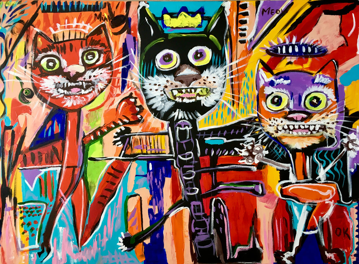 Bosom cats inspired by Jean-Michelle Basquiat painting
