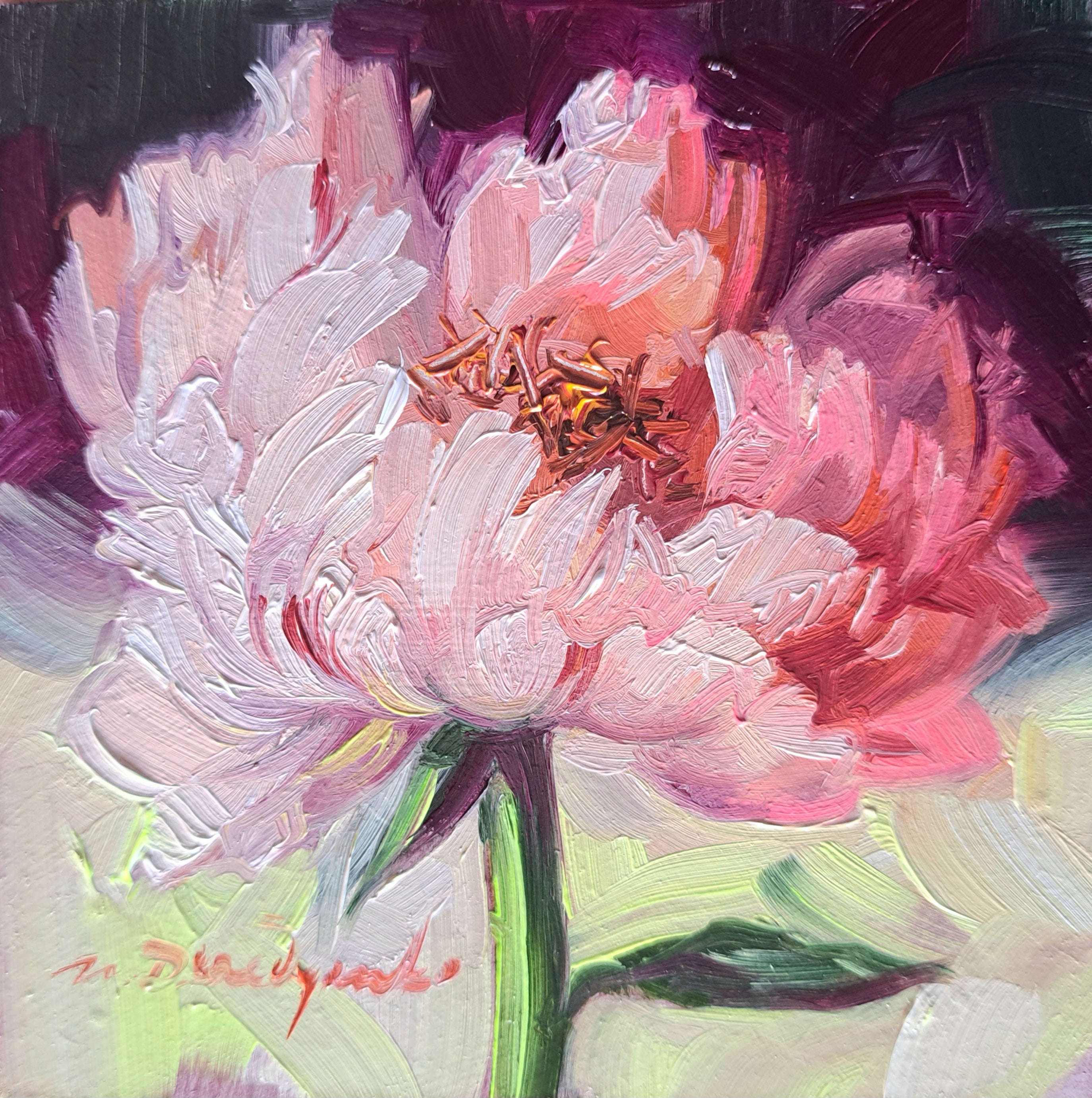 Pink peony painting