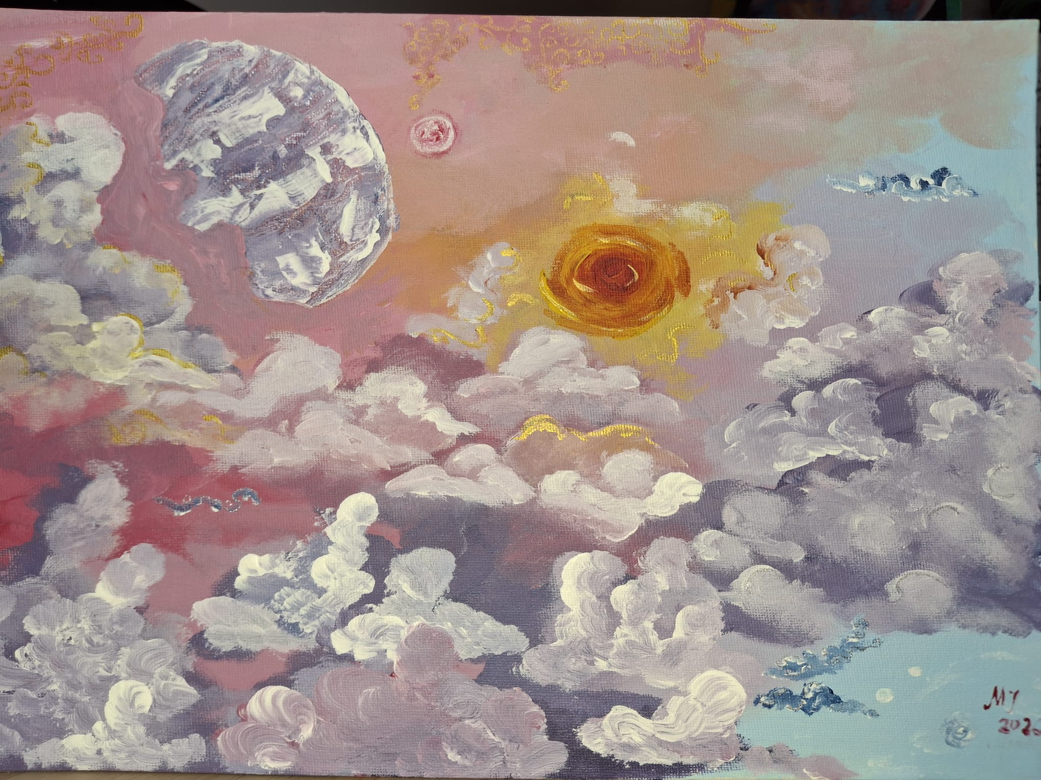 Sunrise on Zaltys Sci-Fi Art – Surreal Alien Landscape Acrylic Painting