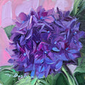 Hydrangea blue painting original oil artwork gift 4x4 flower small art framed