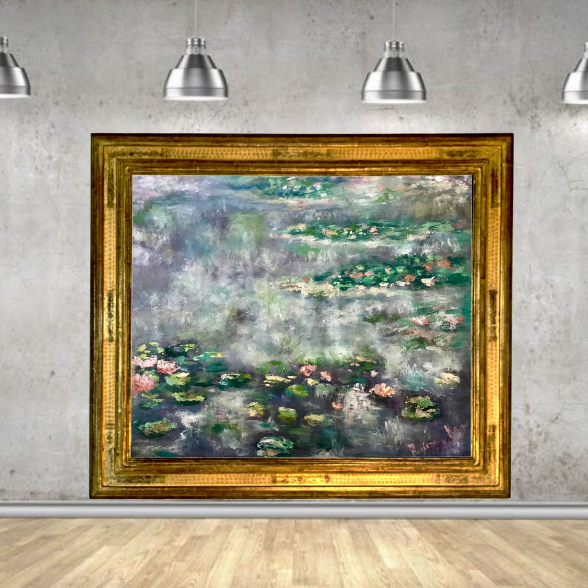 Waterlillies pond Monet inspired large canvas art