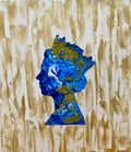 QUEEN #103 ON GOLD AND IVORY BACKGROUND, STARDUST, NAVY BLUE QUEEN ELIZABETH