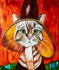 Cat wearing a hat inspired by Modigliani art.