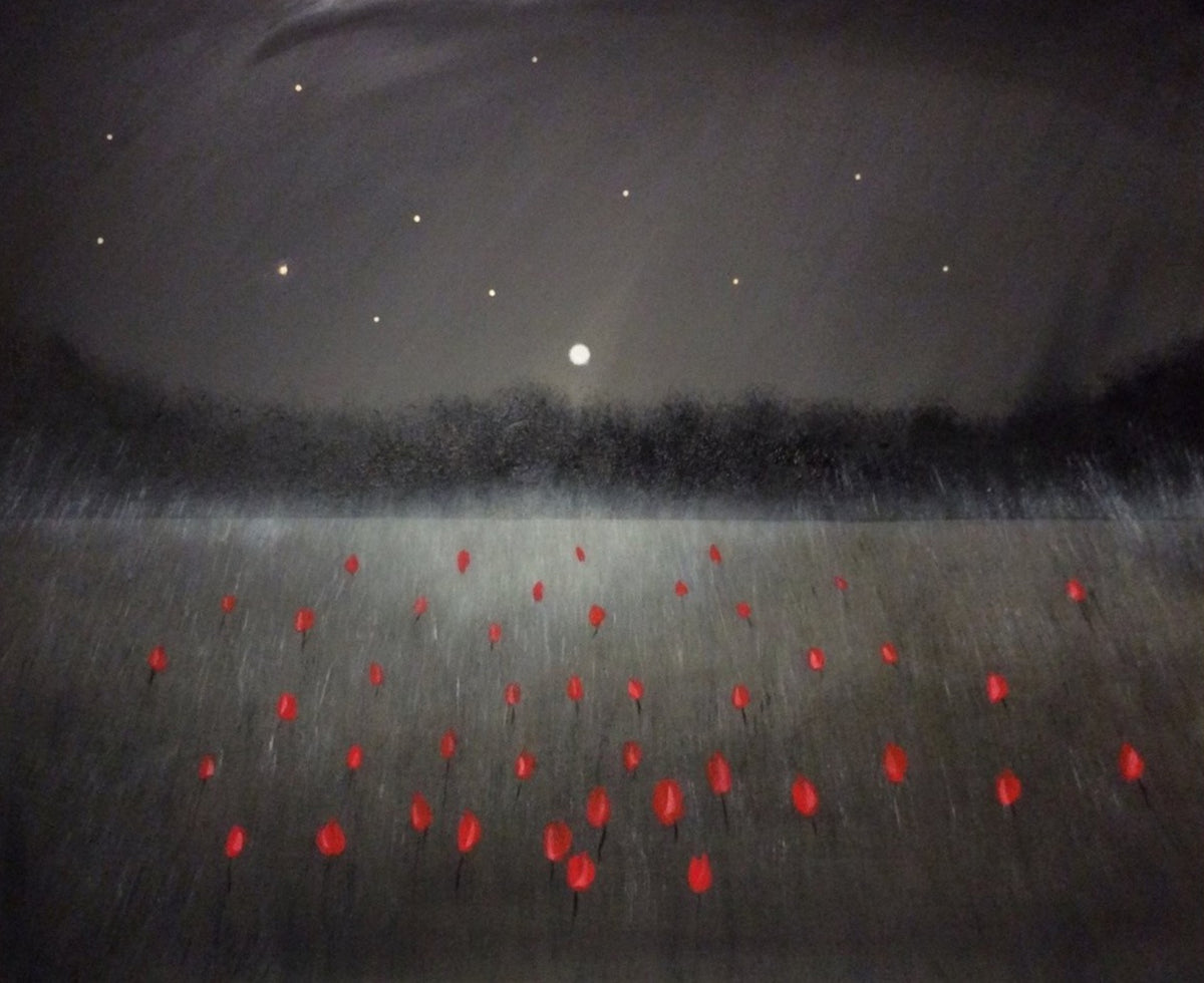 “Rose Field At Midnight” 120x100x4cm