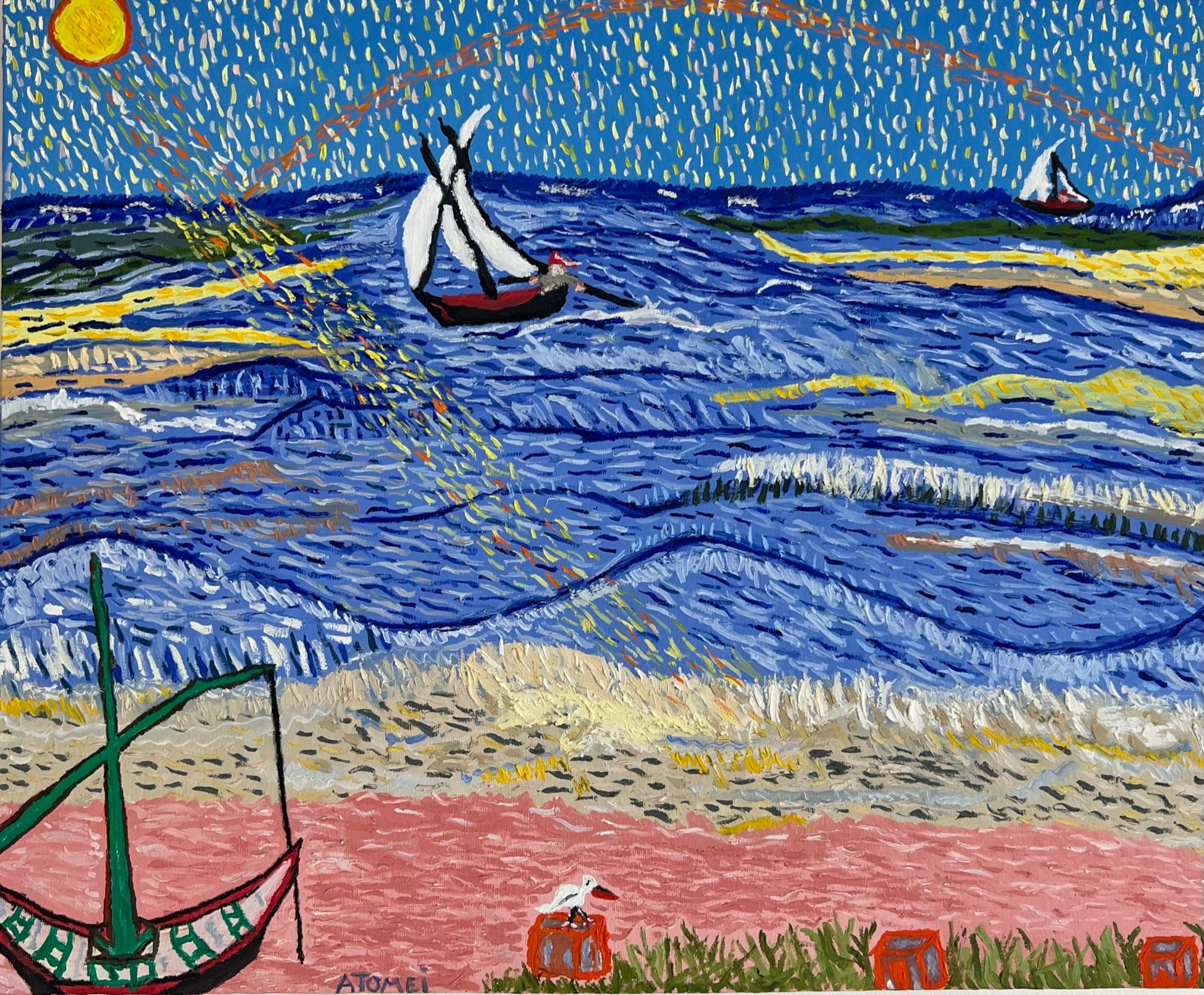 Fishing boats at sea