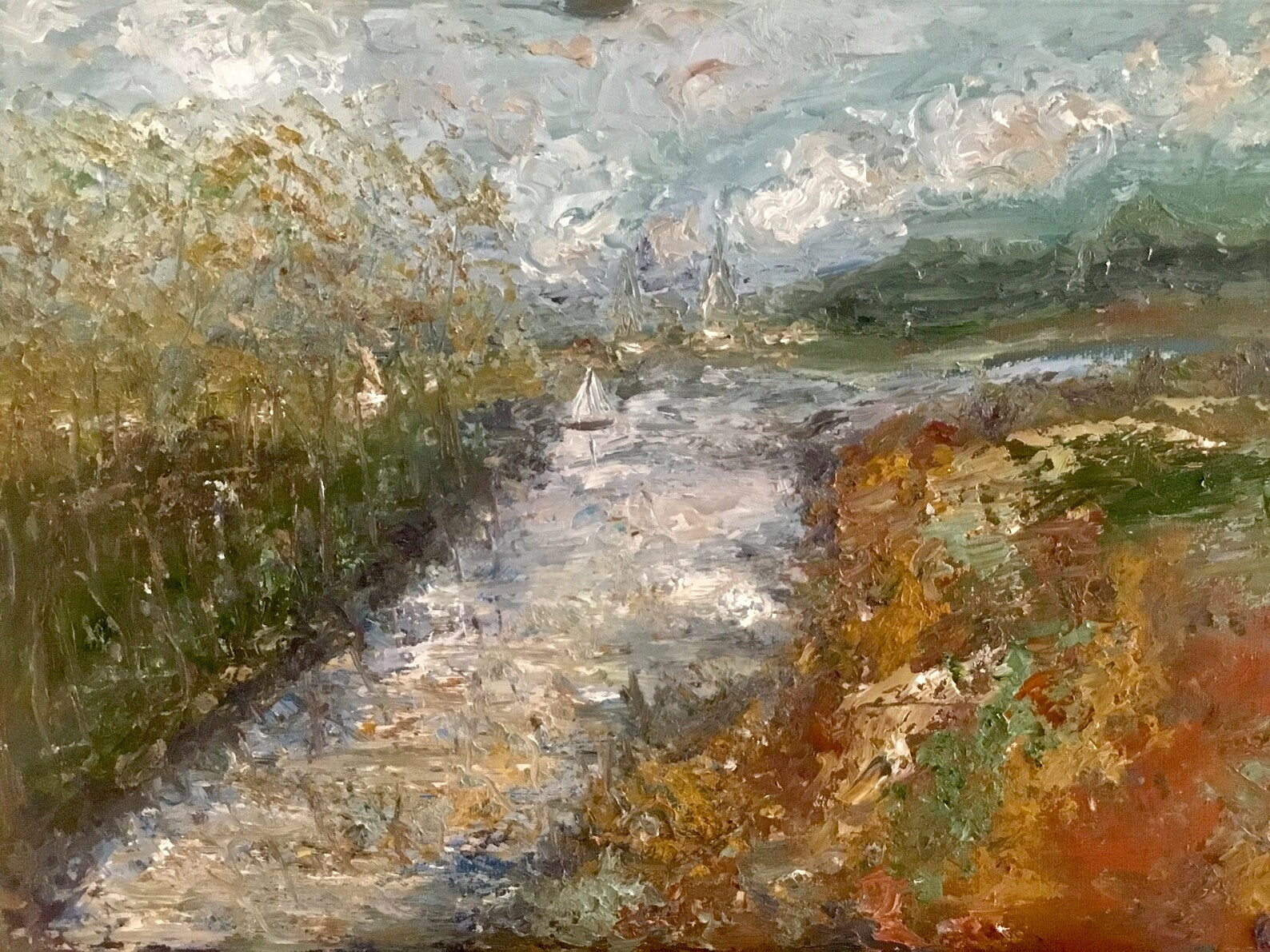 River landscape oil painting